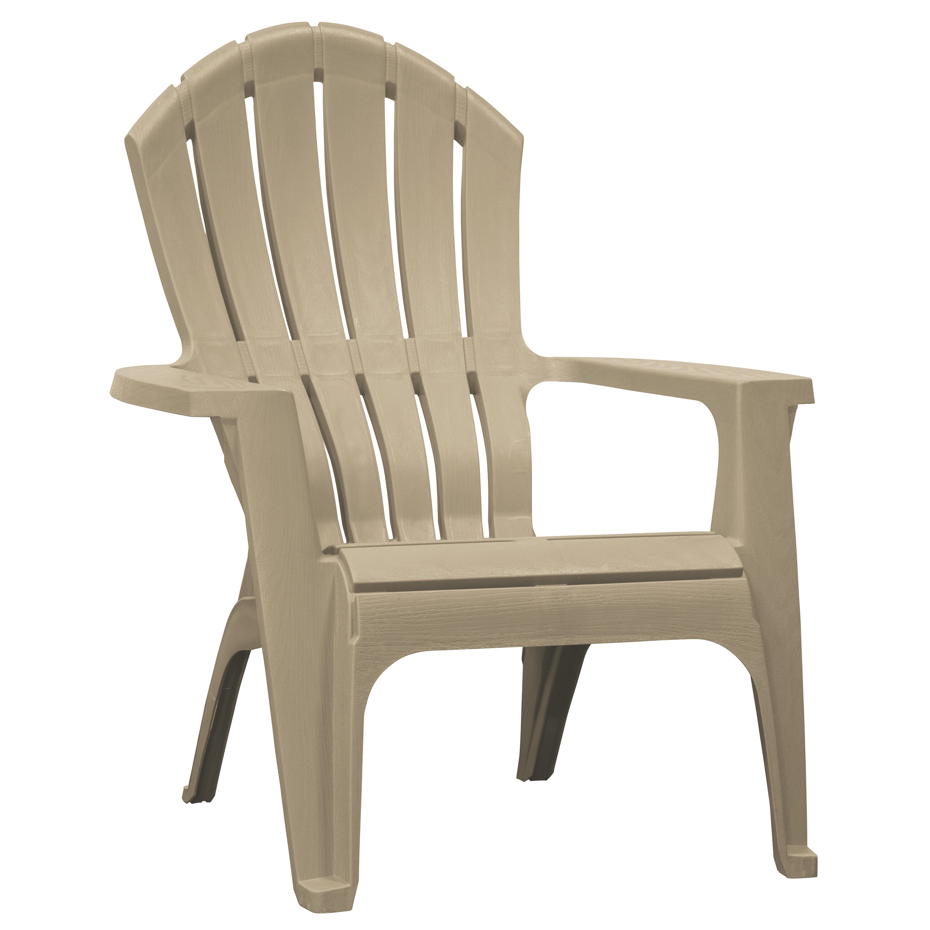 Adams PATIO Stackable Taupe Plastic Frame Stationary Adirondack Chair ...