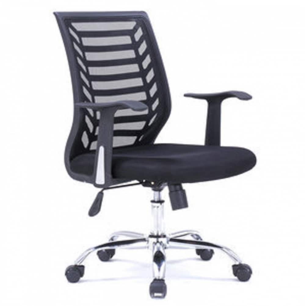 Black Transitional Adjustable Height Swivel Polyester Manager Chair Stainless Steel | - American Imaginations AI-28709