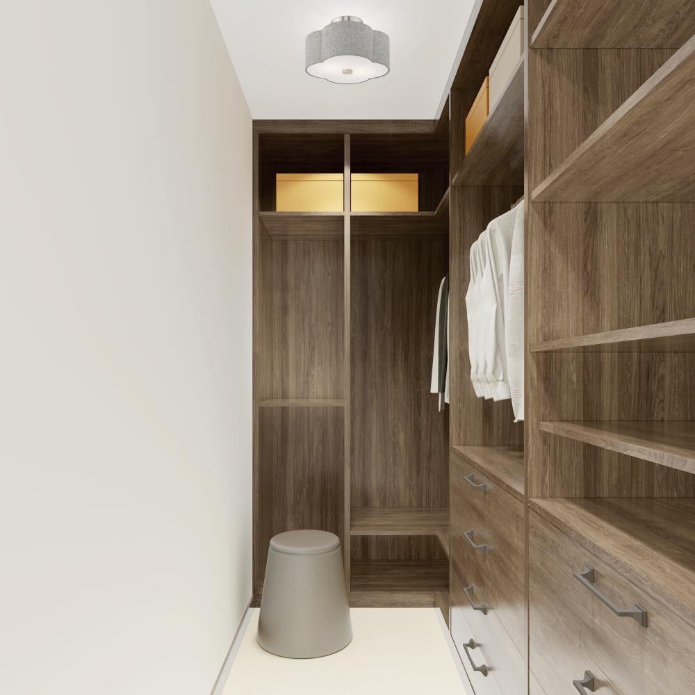Kalmar Clover-Shaped Gray Drum Shade Ceiling Mount in Brushed Nickel