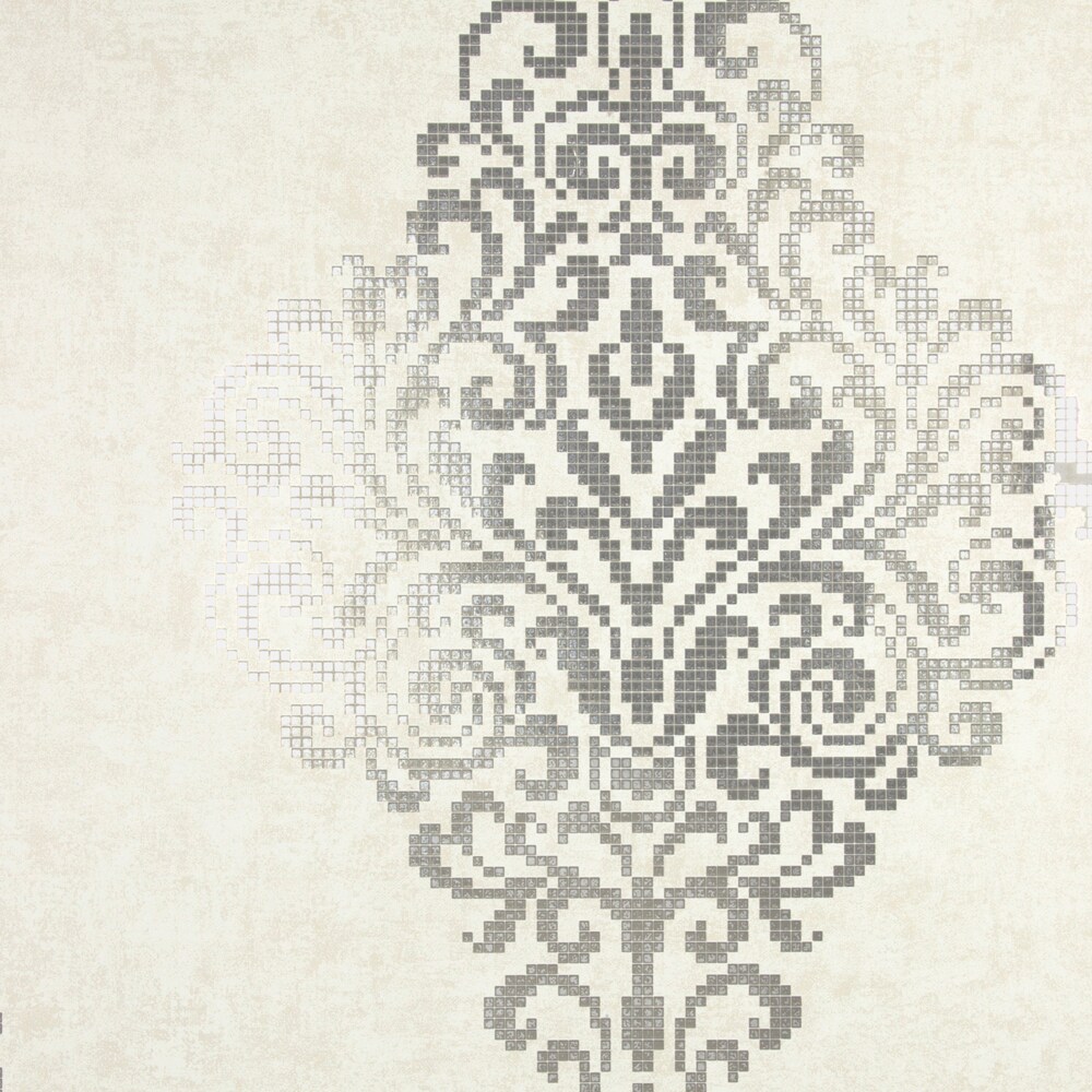 Kenneth James 2542-20749 Sparkle 56.4-Sq. Feet Silver Non-woven Damask Unpasted Wallpaper