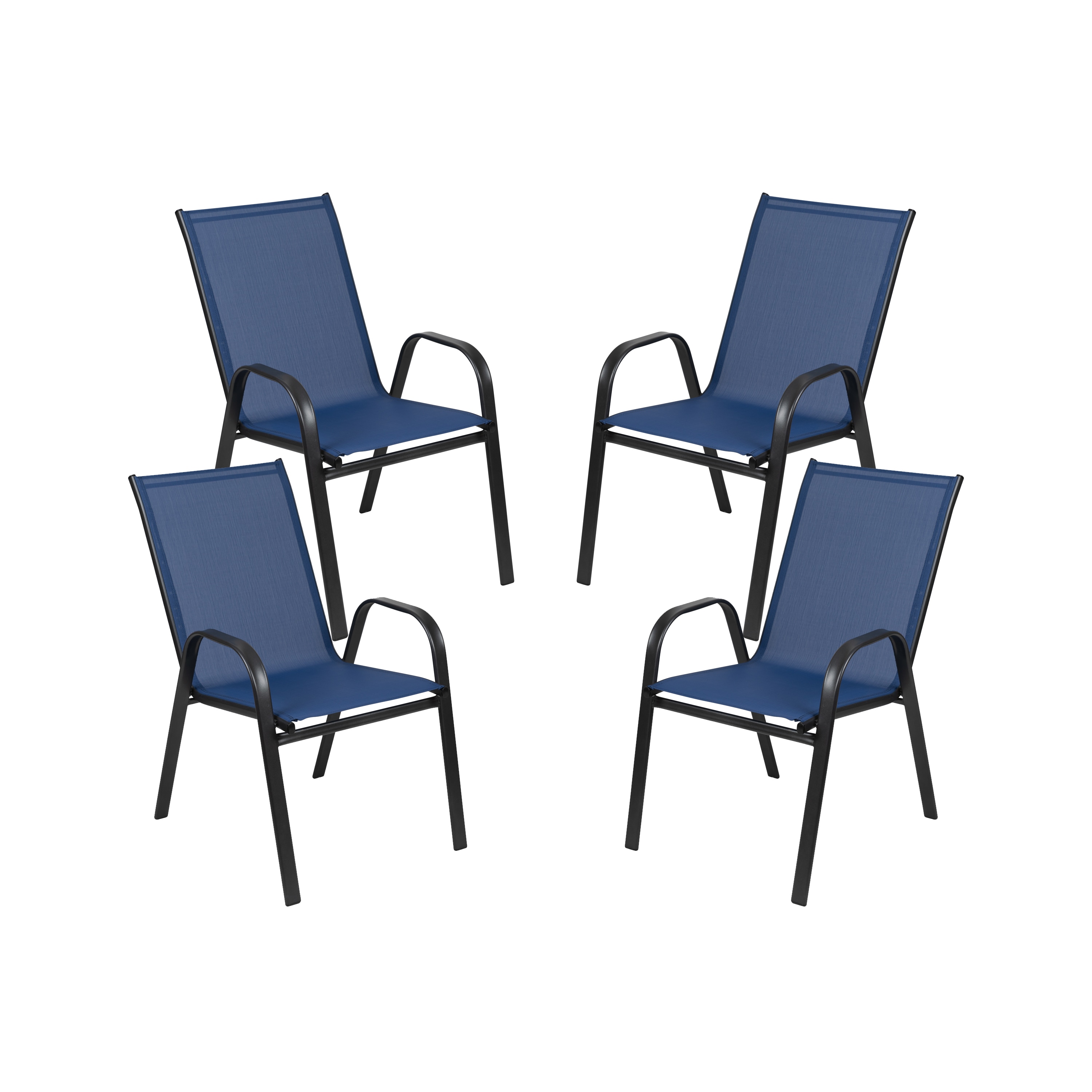 Flash Furniture 889142609308 4 Pack Brazos Series Navy Outdoor Stack Chair with Flex Comfort Material and Metal Frame