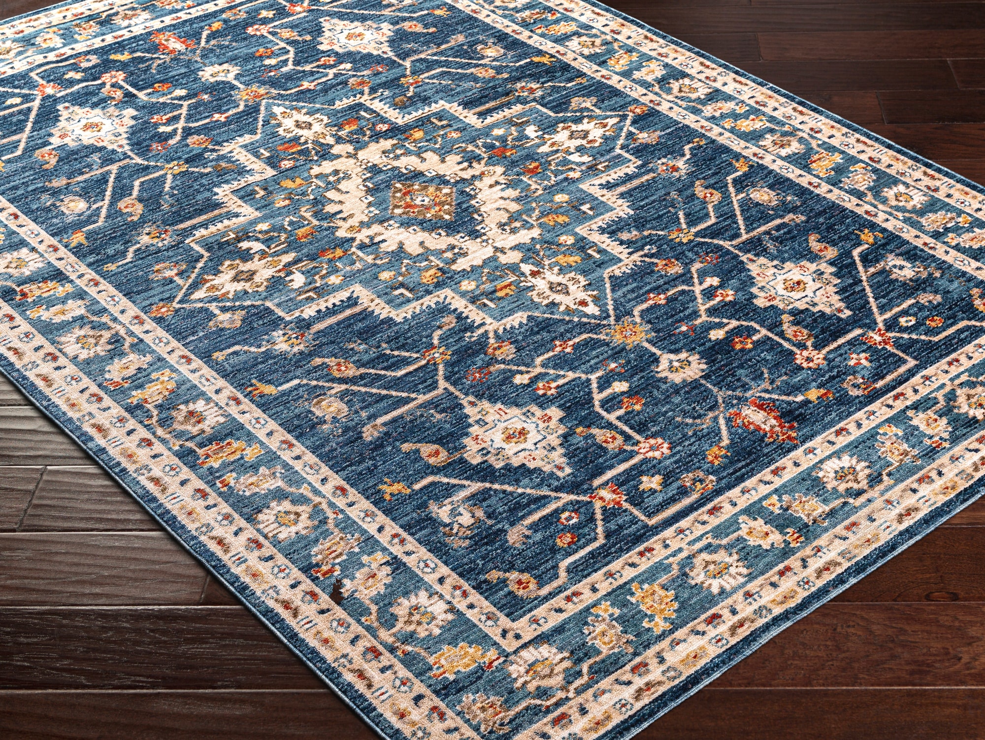 Livabliss 5 X 6 (ft) Blue Square Indoor Medallion Vintage Area Rug In ...