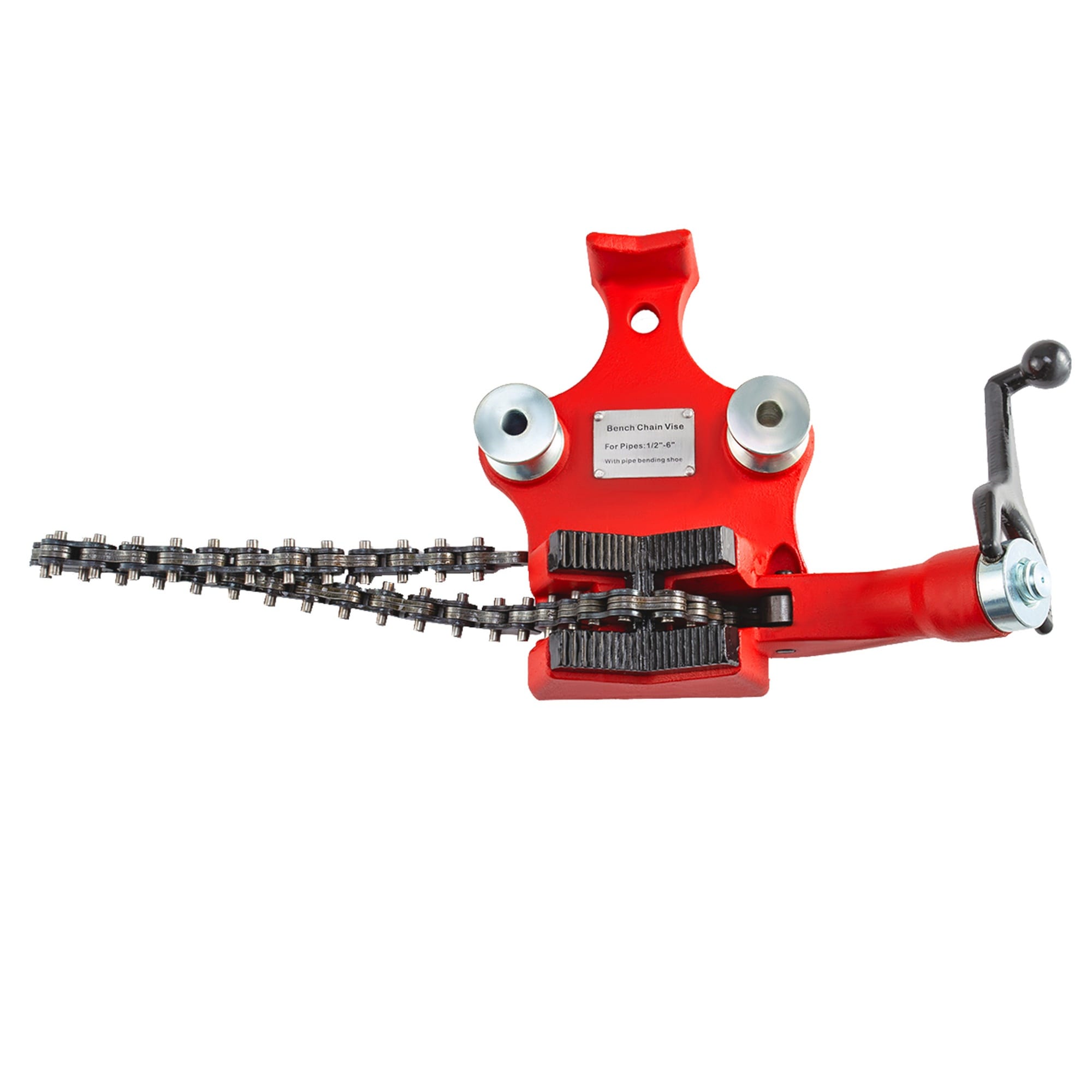 Vorene Screw Bench Chain Pipe Vise 1/8 to 5-in Capacity Crank Handle Cast Iron