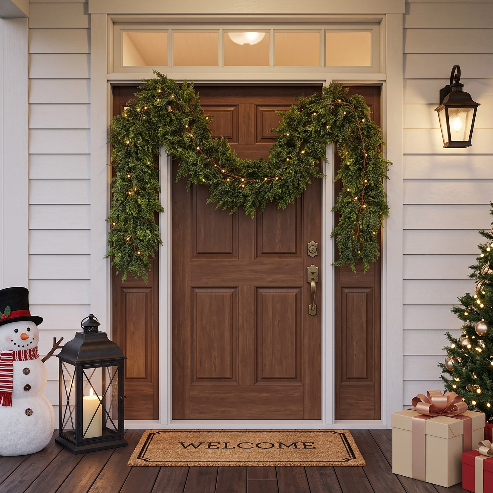 IdealHouse 9FT Artificial Christmas Garland with 210 Tips Realistic Faux Pine Greenery for Holiday Decorations Ideal for Mantel Staircase Doorway Fireplace Indoor and Outdoor Green