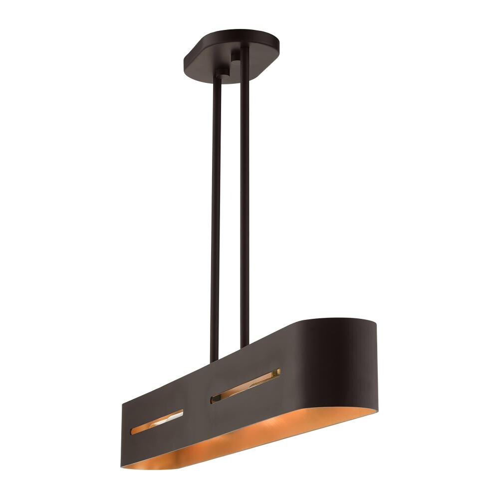 Bronze Antique Brass 4-Light Linear Chandelier with Gold Finish