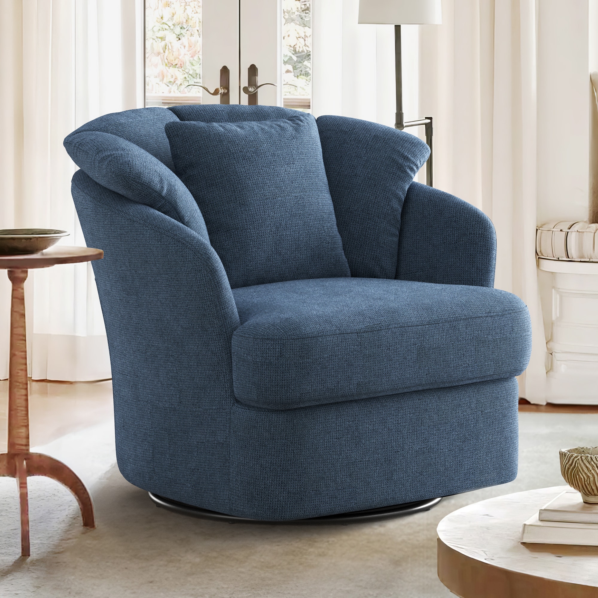 Yurevna - 31.9-in W Modern Blue Swivel Accent Armchair