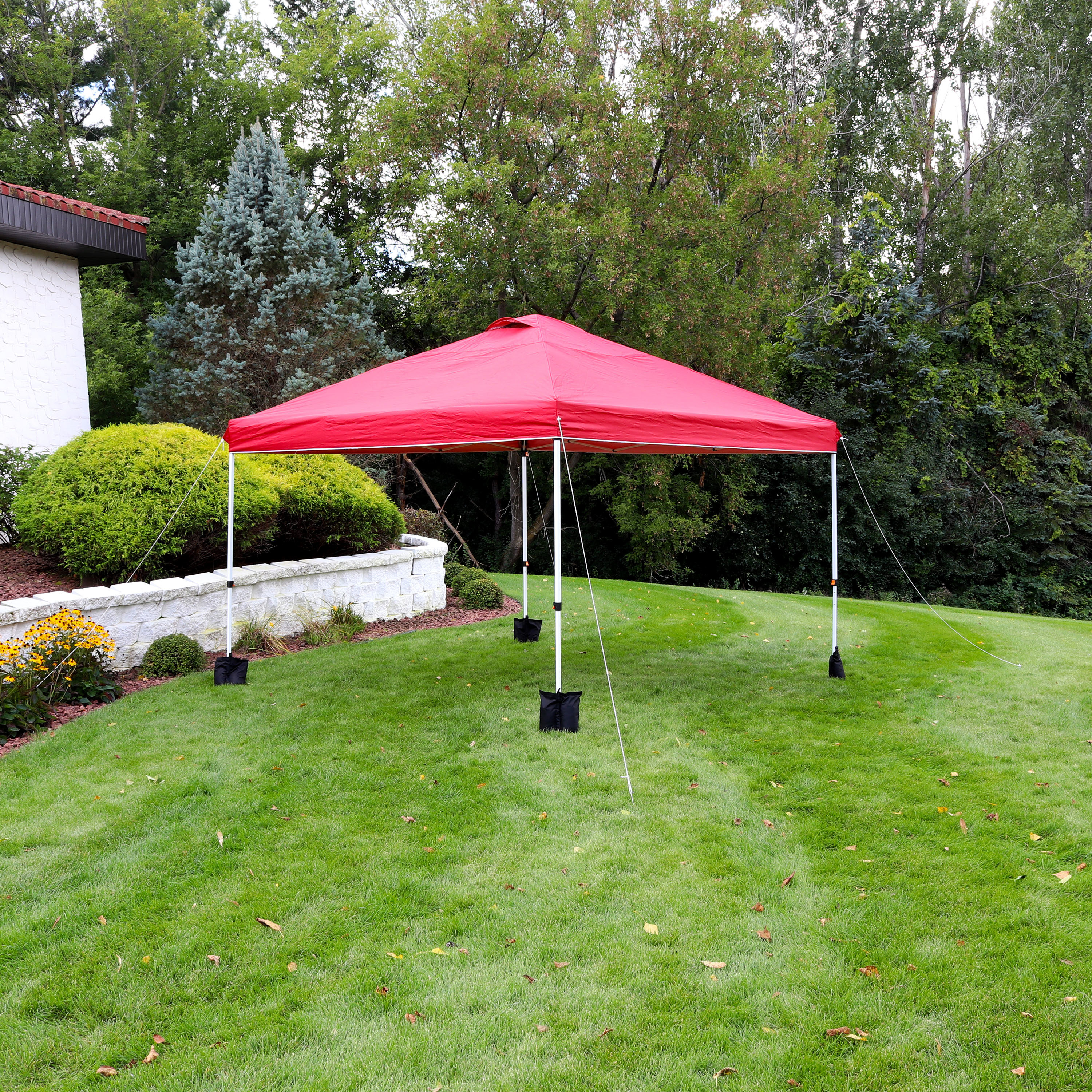 12 ft Red Steel Frame Pop-Up Canopy with Carry Bag