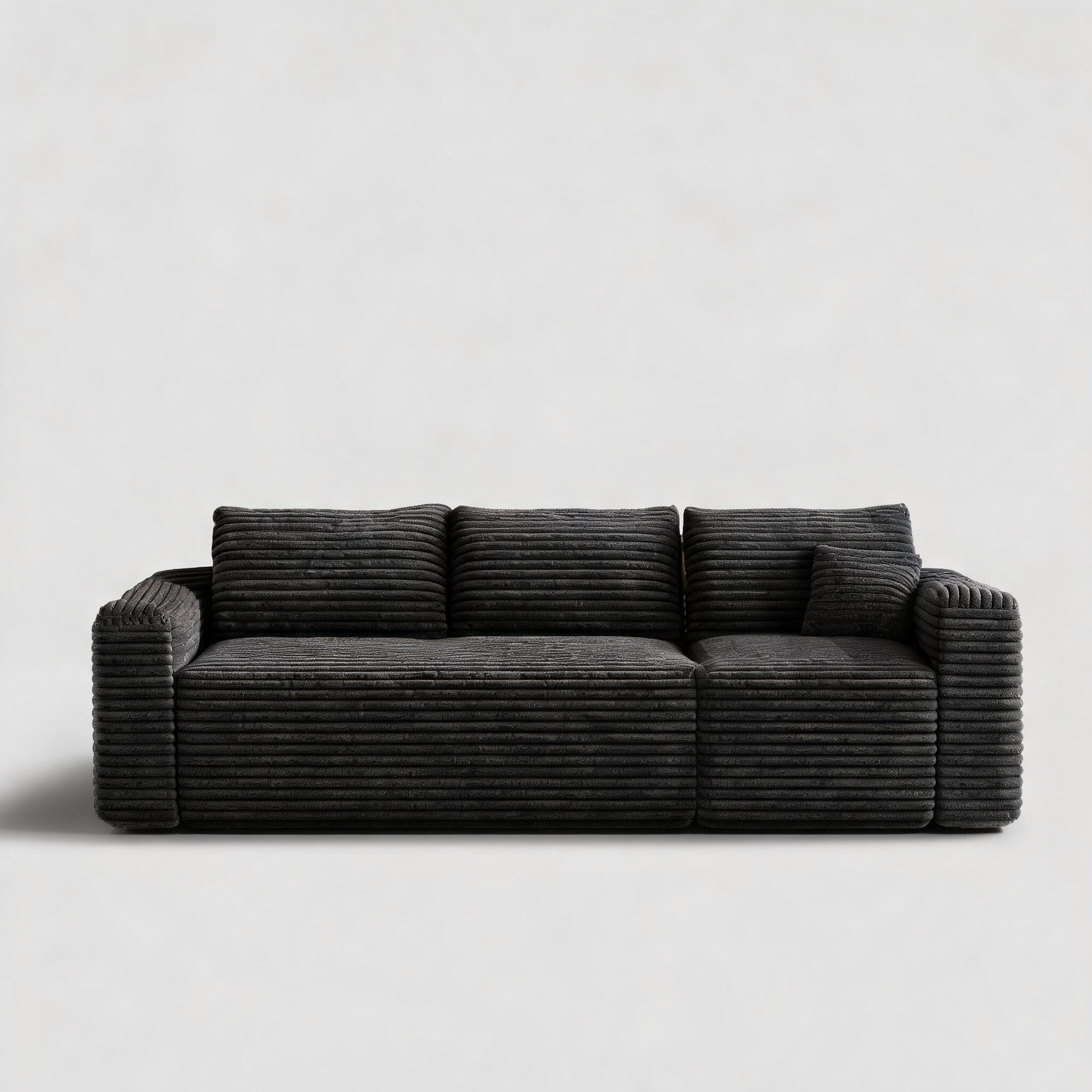 chillscreamni - Neutral Gray U-Shaped Cloud Sectional Sofa 95 Modern Plush Corduroy Deep-Seat Liv...