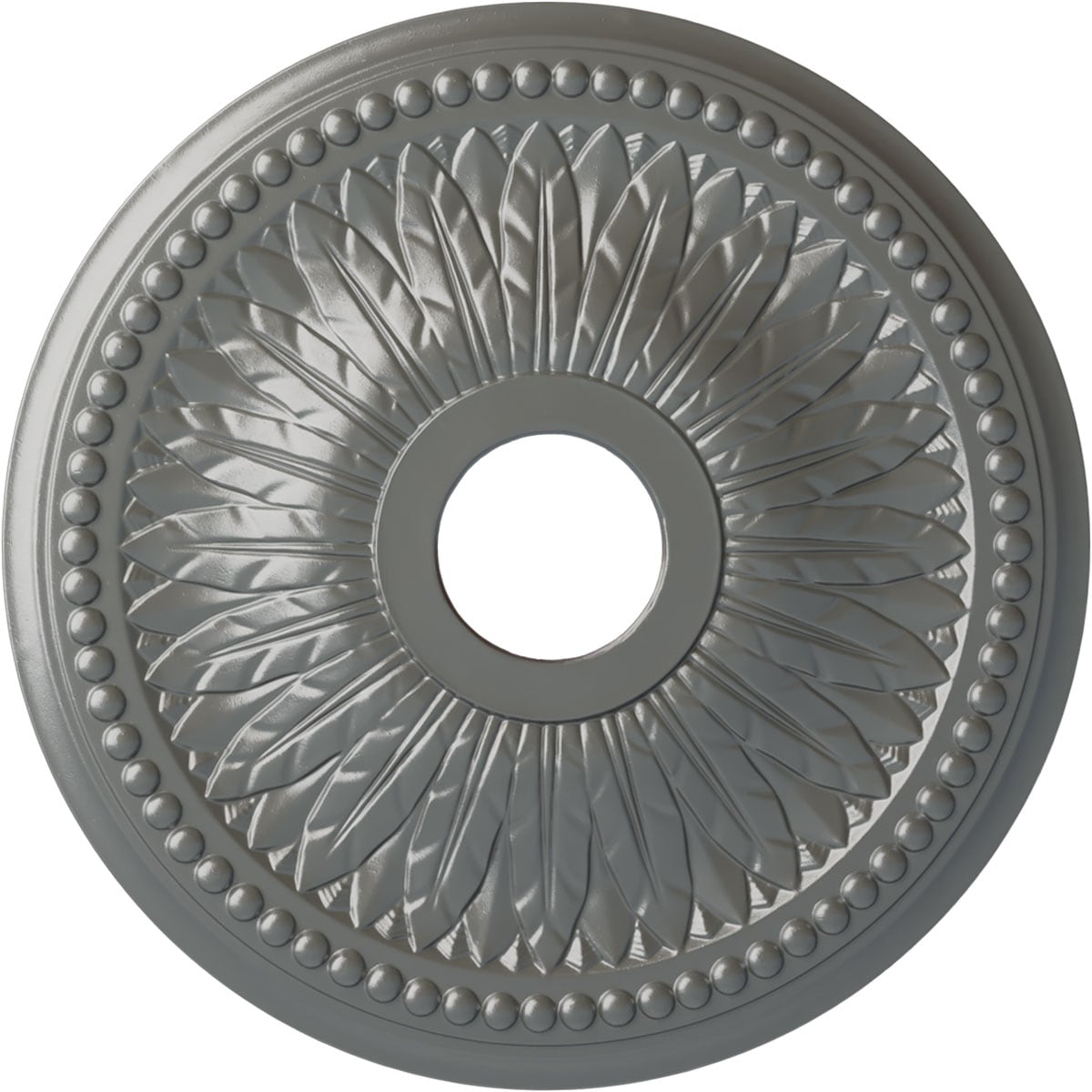 Ekena Millwork CM18BISLS Bailey 18-in W x 18-in L Painted Silver Polyurethane Whole Ceiling Medallion