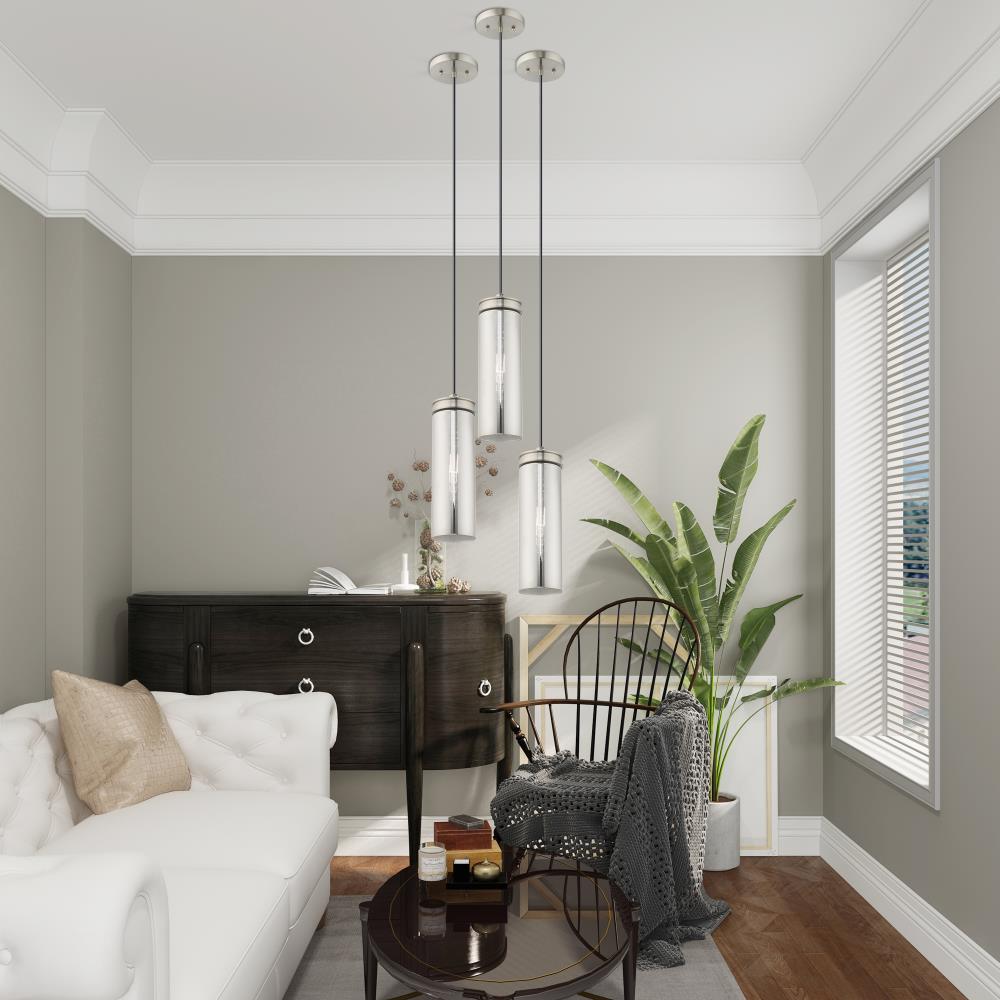 Sleek Smoke Glass Mini Pendant with Brushed Nickel Finish