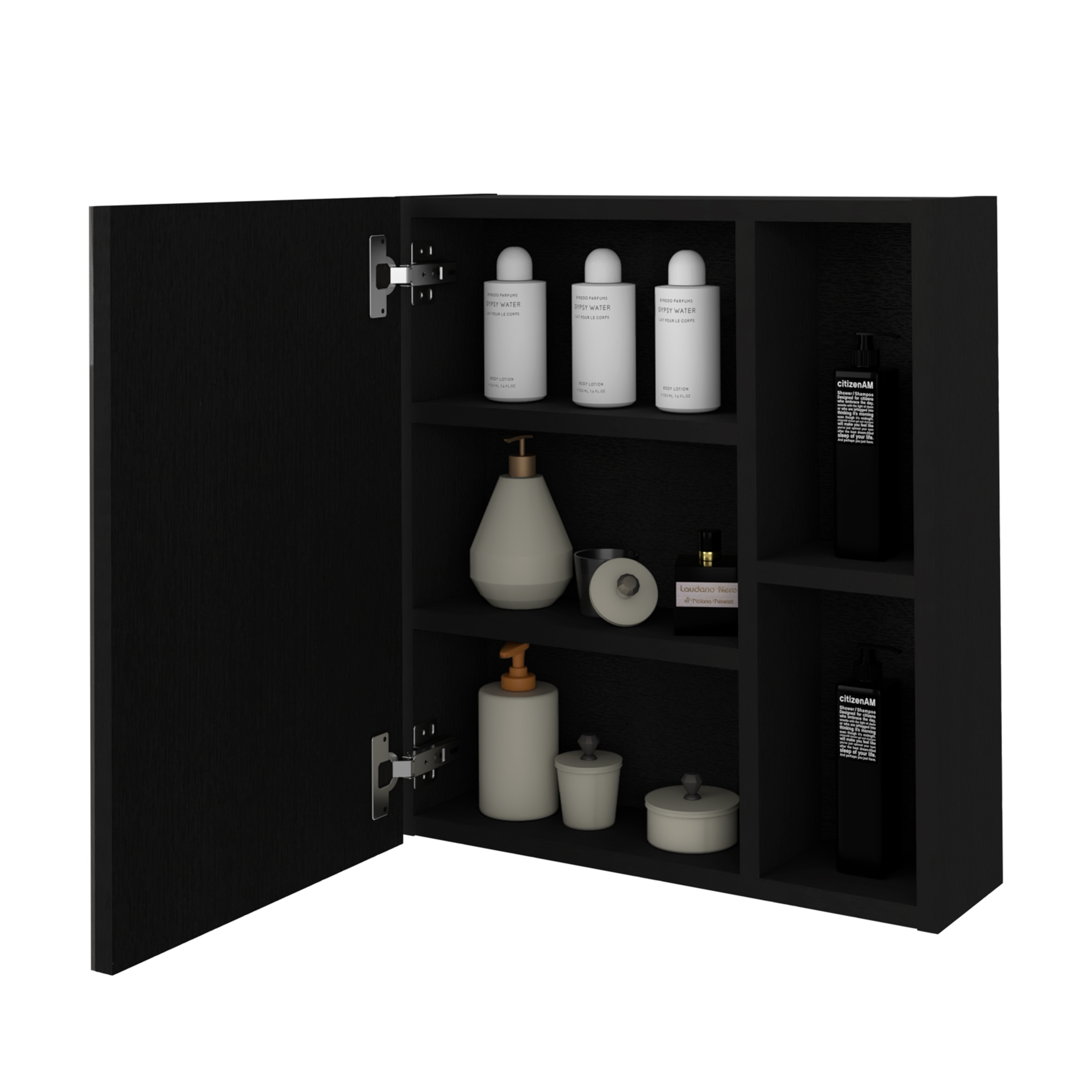 LIVACA - 18 inch W x 20 inch H x 5 inch D Black Wengue Manufactured Wood Medicine Cabinet with Fi...