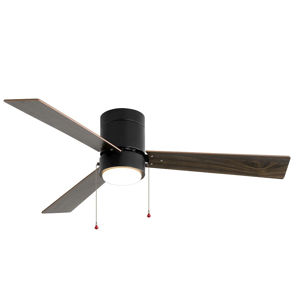 Breezary 27006-ORB 52-in Flush Mount Black with Brown Blades Propeller Ceiling Fan With Light ( 3 -Blade )