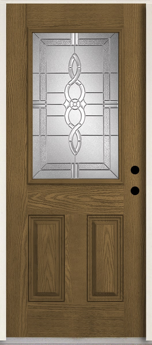 RELIABILT LO963580 Calista 36-in x 80-in x 4-5/8-in Fiberglass Half lite Left-hand inswing Walnut Stain Stained Prehung Front Door Insulating core