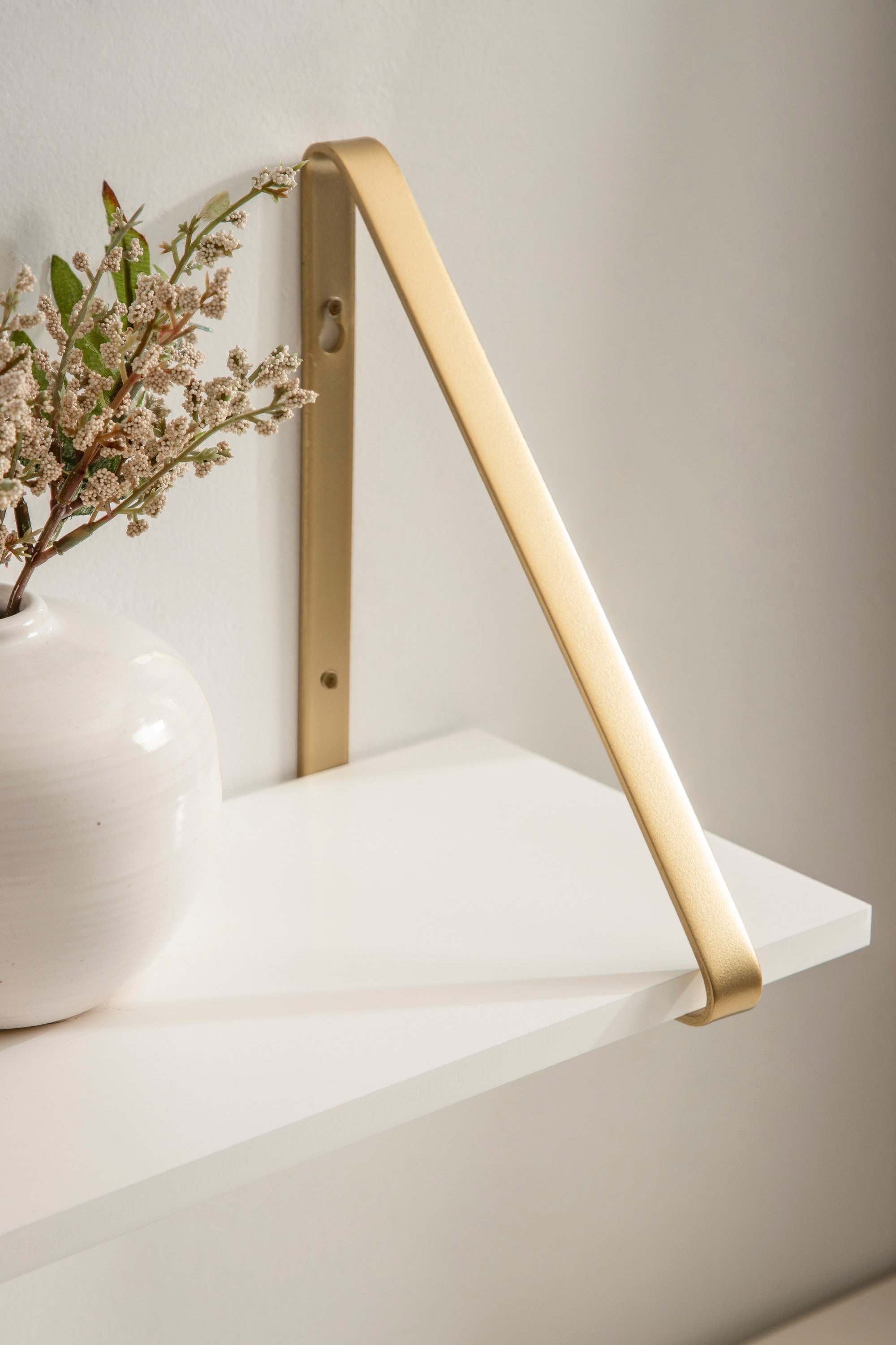 Soloman 21" White and Gold Modern Wooden Wall Shelves - 2 Piece