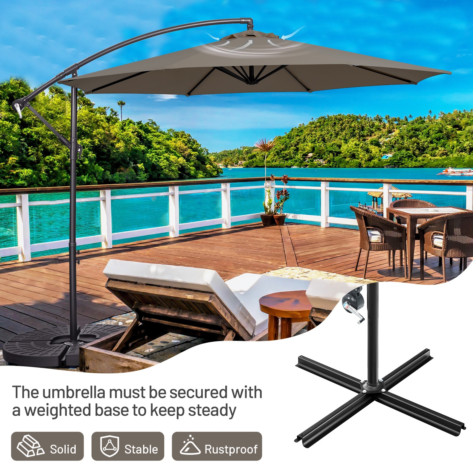 Clihome 10-ft Steel Octagon Crank Offset Patio Umbrella in the Patio ...