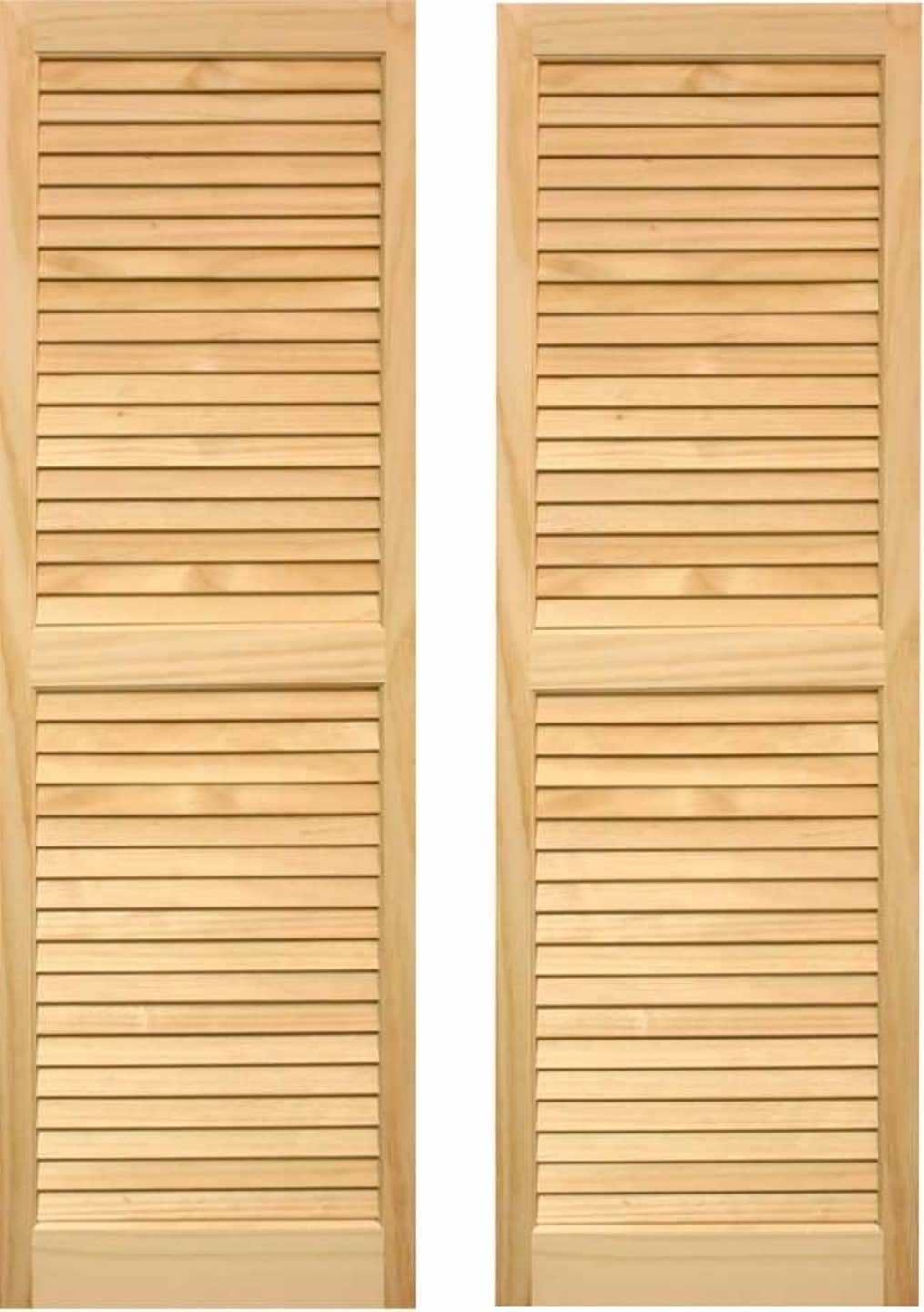 Pinecroft 15 in. x 51 in. Louvered Shutters Pair Unfinished SHL51
