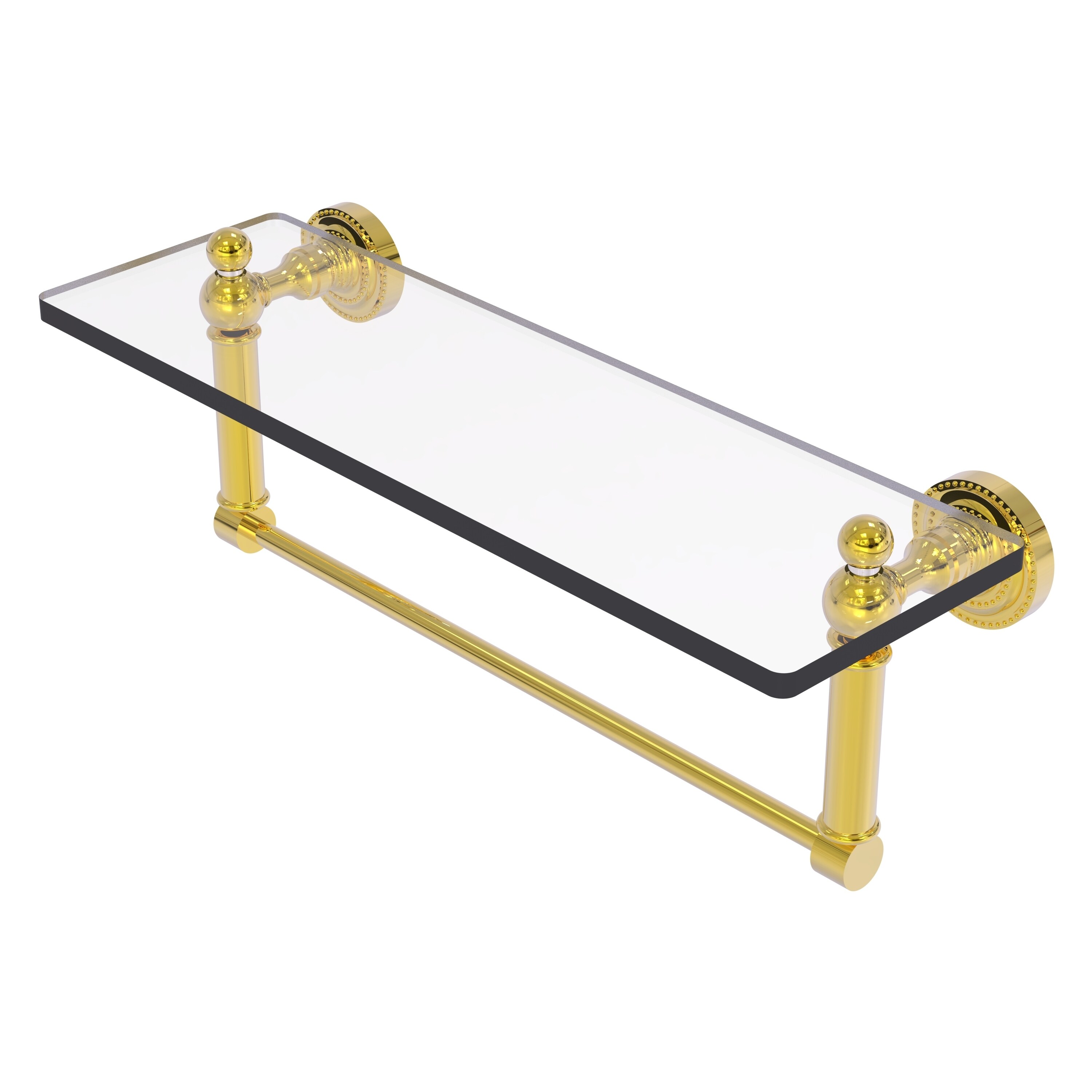 Allied Brass DT-1TB/16-PB Dottingham Polished 1-Tier Brass Wall Mount Bathroom Shelf (16-in x 5-in)