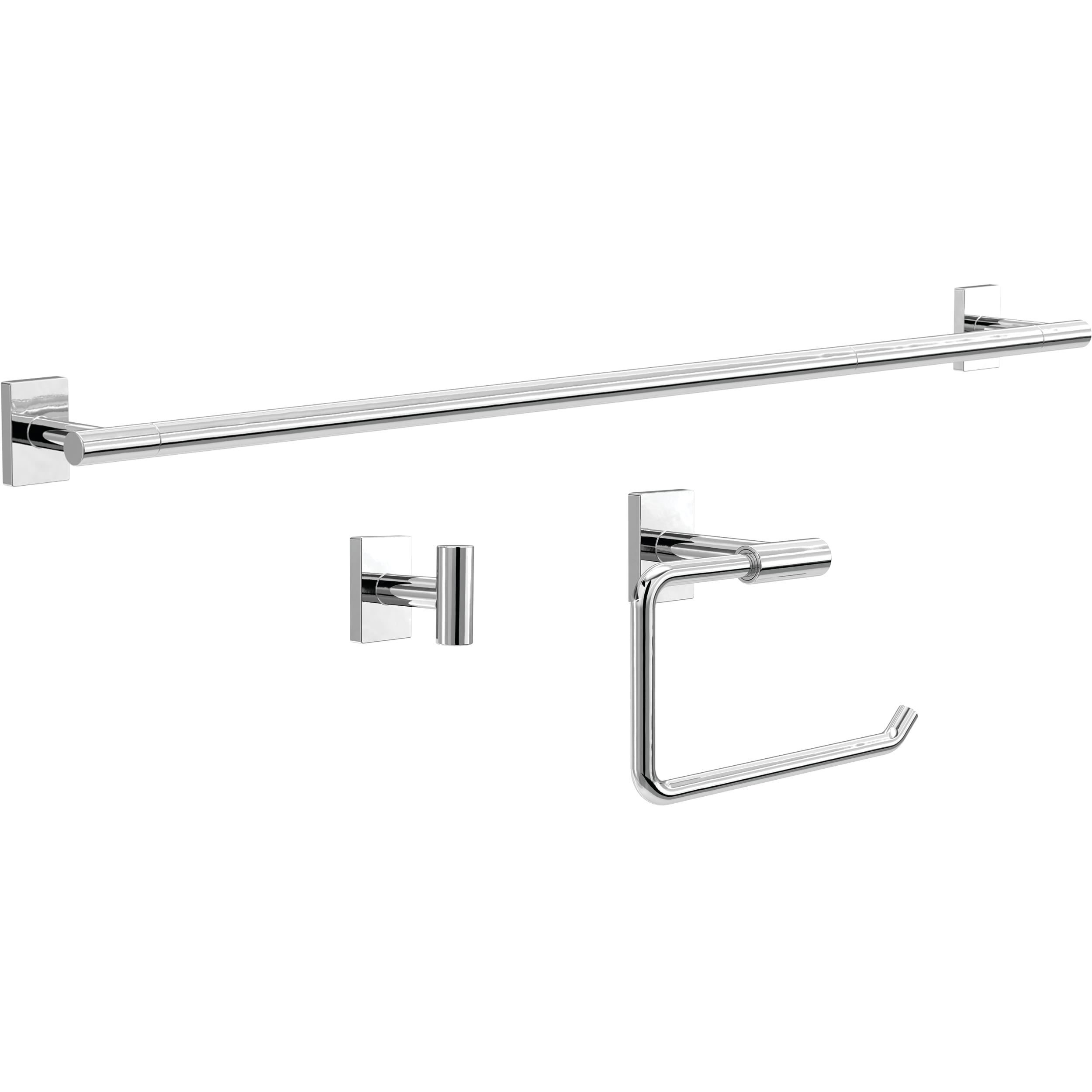 Franklin Brass HRT63-PC 3 -Piece Hartwell Polished Chrome Decorative Bathroom Hardware Set Towel Bar, Towel Ring ,Robe Hook Included