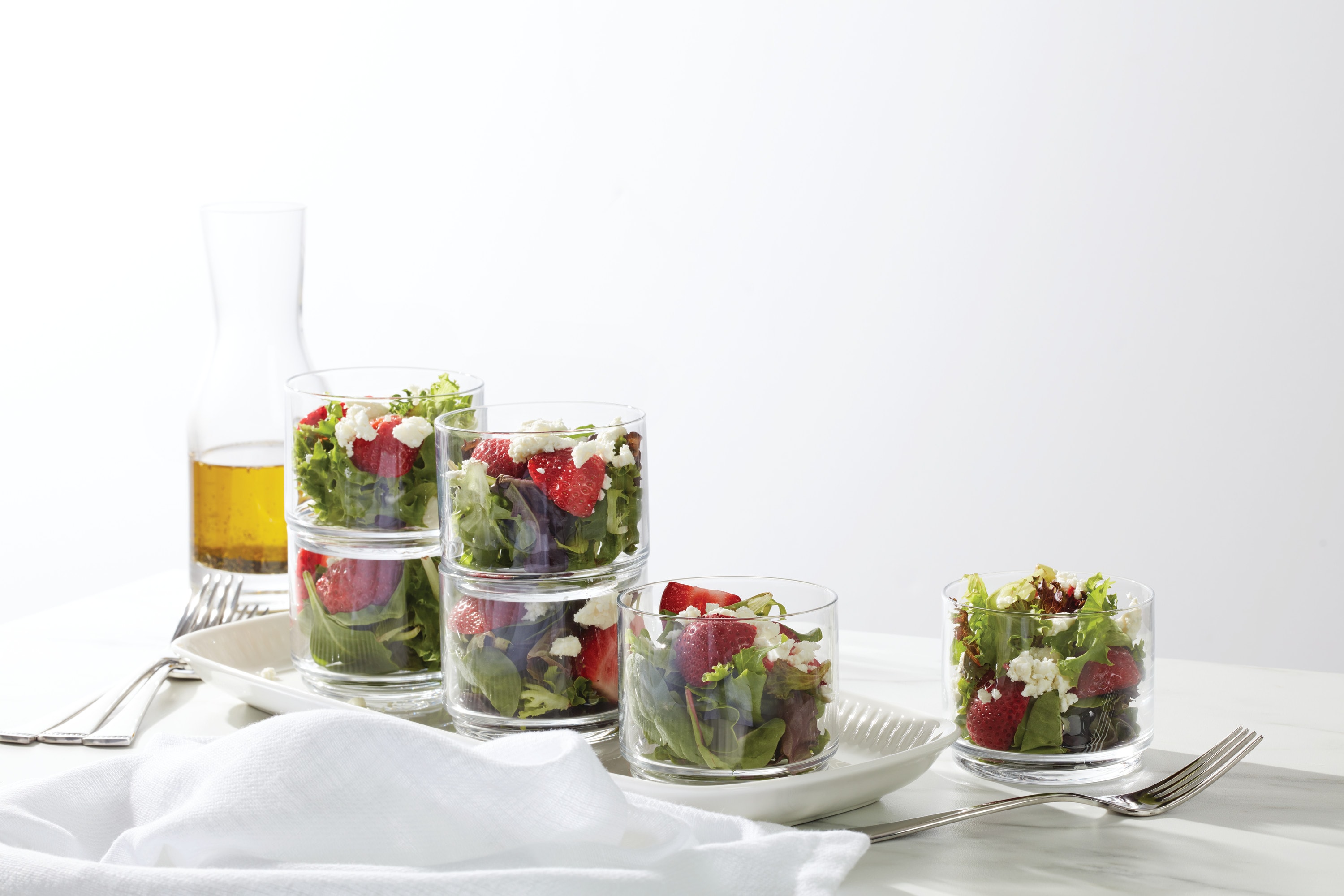 Clear Stackable Short Drinking Glasses Set of Six