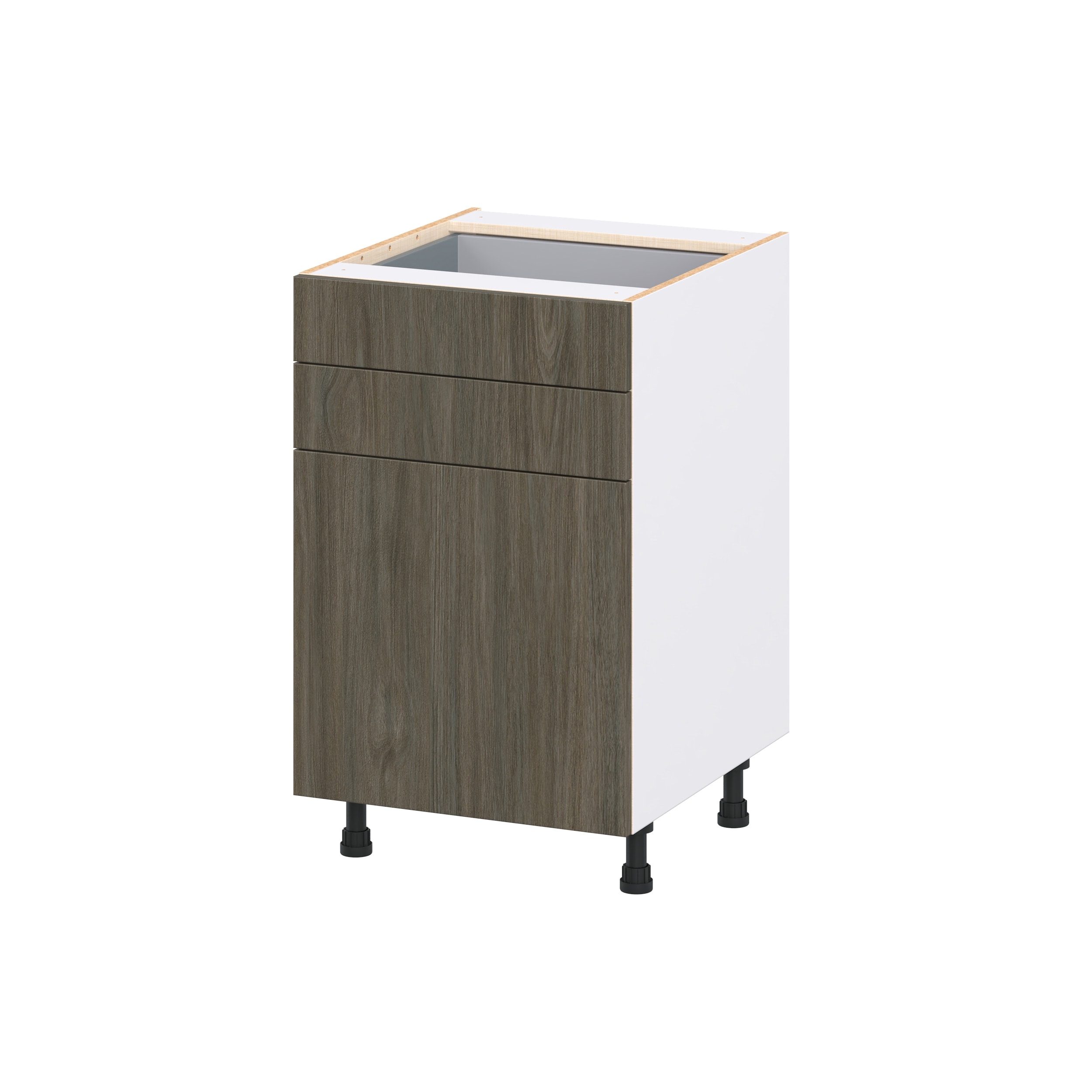 Hugo&Borg DSB21B(L/R)-SA Savane 21-in W x 34.5-in H x 24.5-in D Brunt Walnut 2 -Drawers Base Fully assembled Cabinet Flat Panel Slab