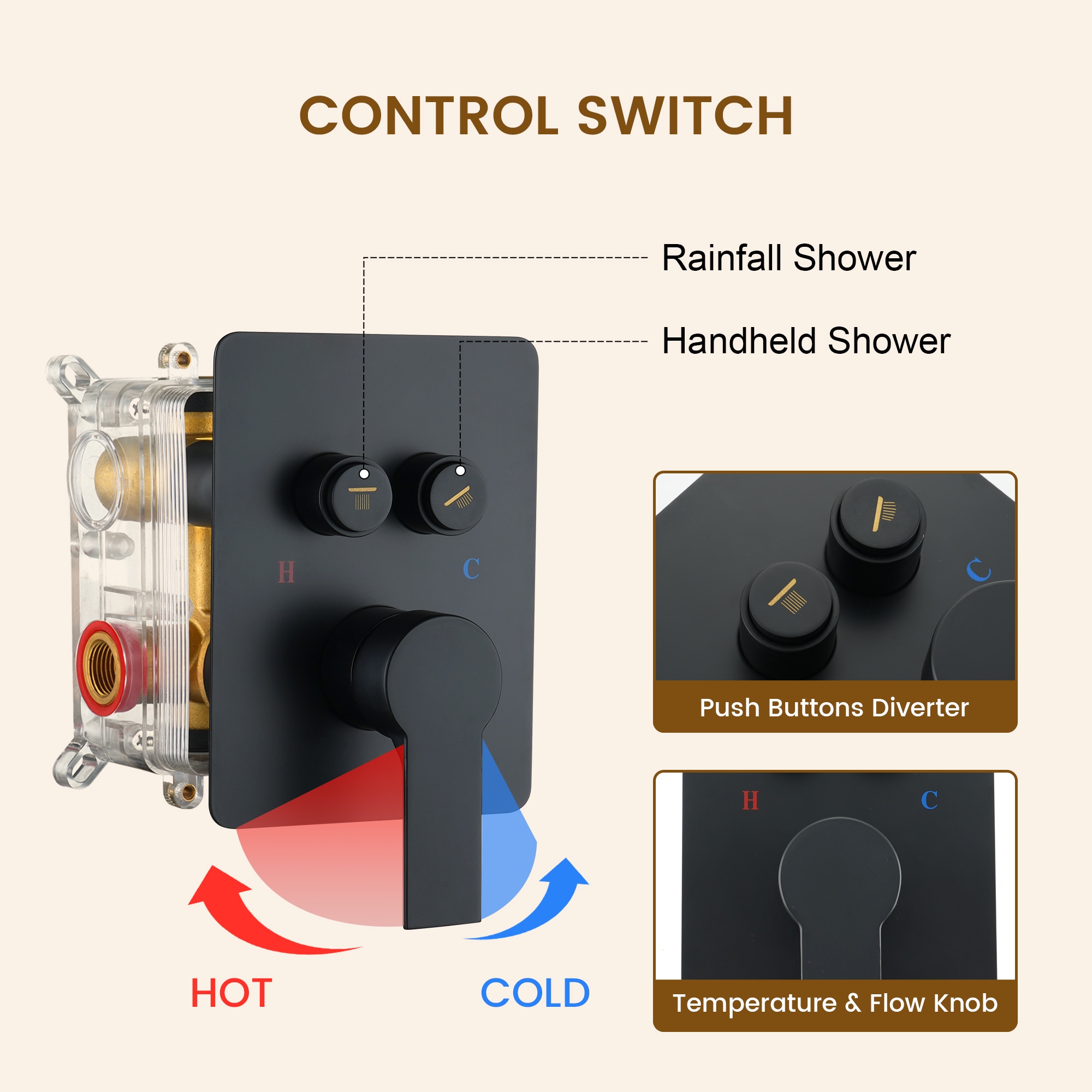 CASAINC CA-A4341-MB Showerhead-Bar-Panels - View #8