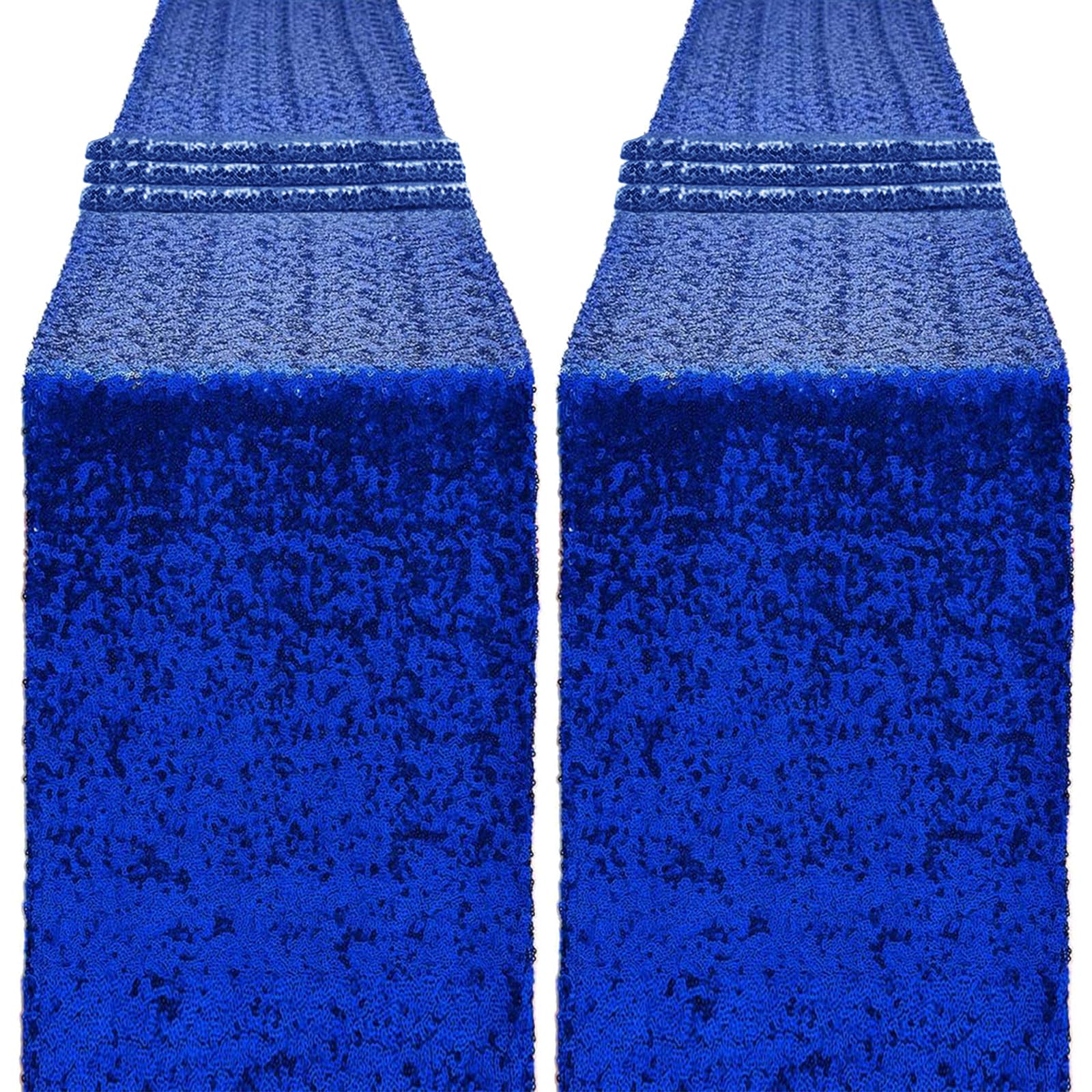 Phewnyzo  Sequin Table Runners 12 by 80 Inches Long Royal Blue Glitter Table Runner Set of 2 for Wedding Party and Event Decorations