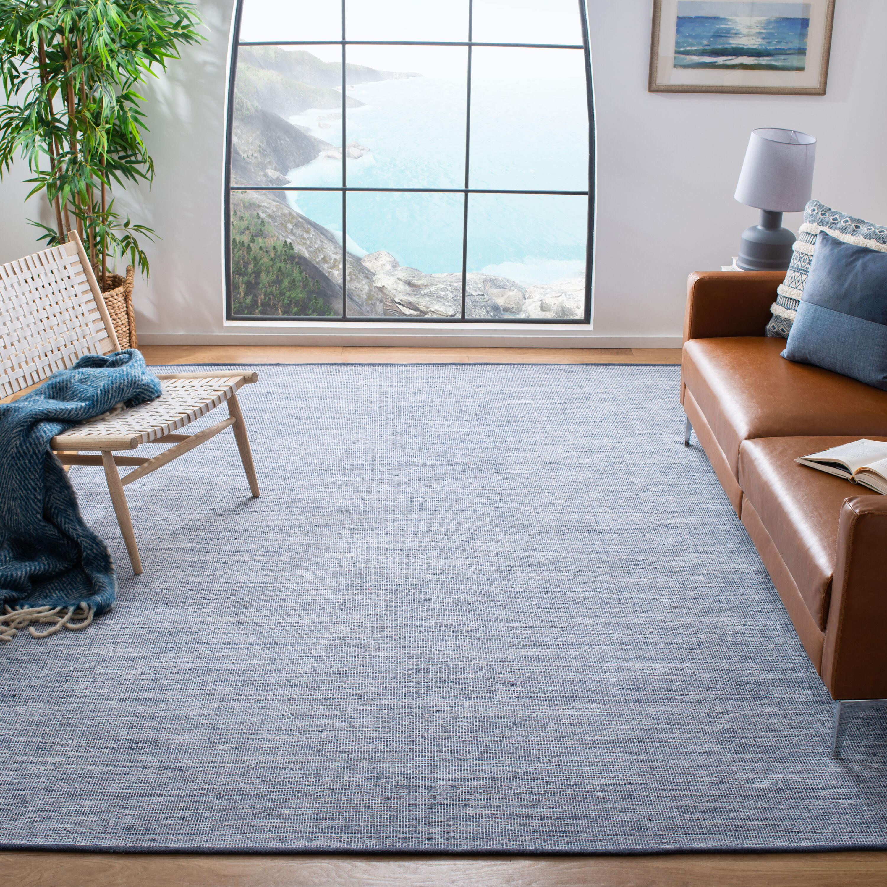 Safavieh MTK250N-8 Montauk Sigurosk 8 x 10 (ft) Cotton Navy/Blue Rectangular Indoor Solid Area rug