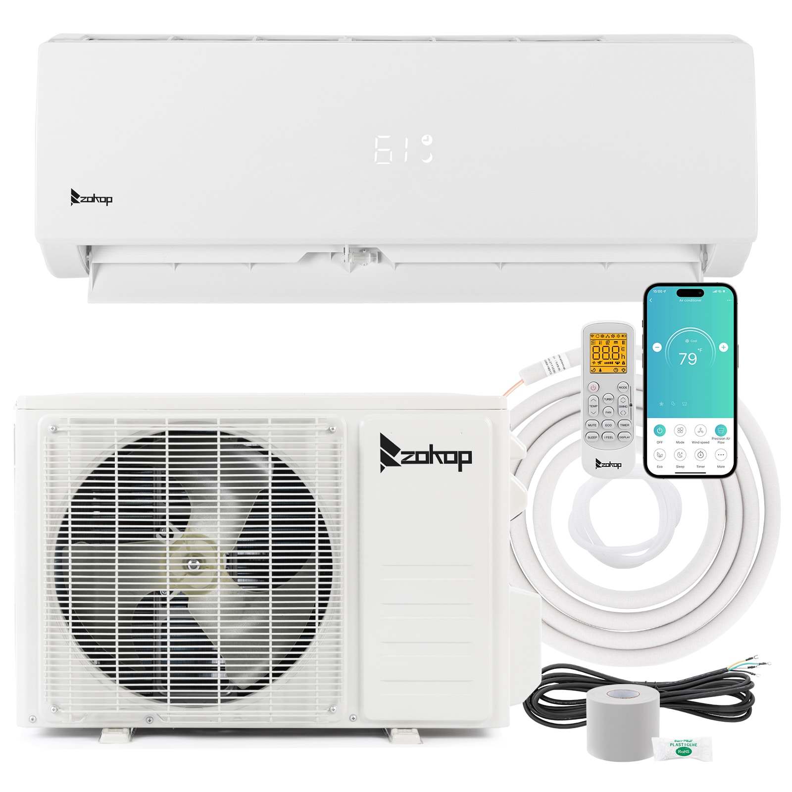 BHI SmartAir Single Zone 12000-BTU 19 SEER Ductless Mini Split Air Conditioner Heat Pump Included with 25-ft Line Set 115-Volt BHI-CH-12K115V-US-B Sansujyuku sansujyuku.com