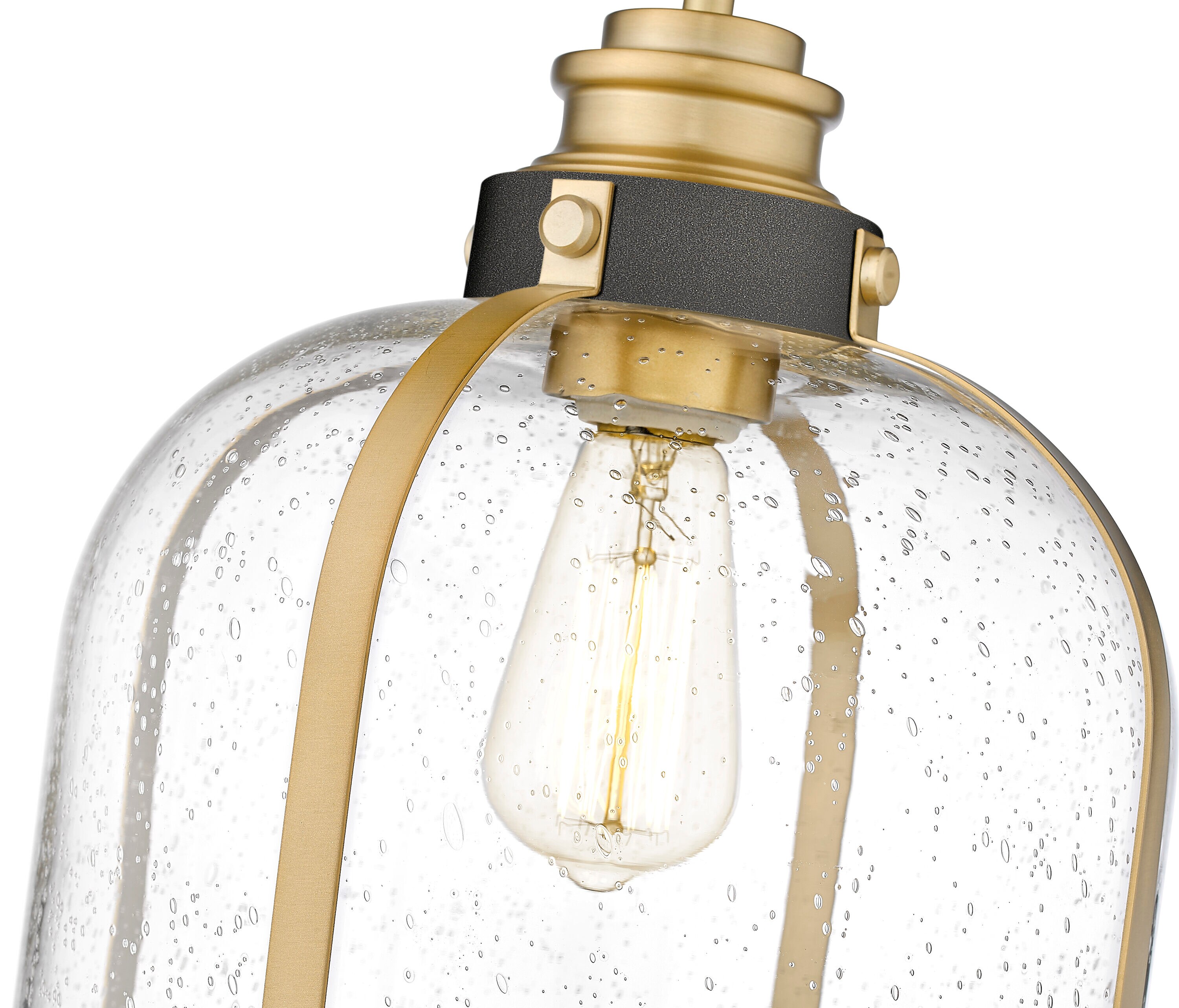 Bronze and Brass 12" Glass Dome Pendant Light