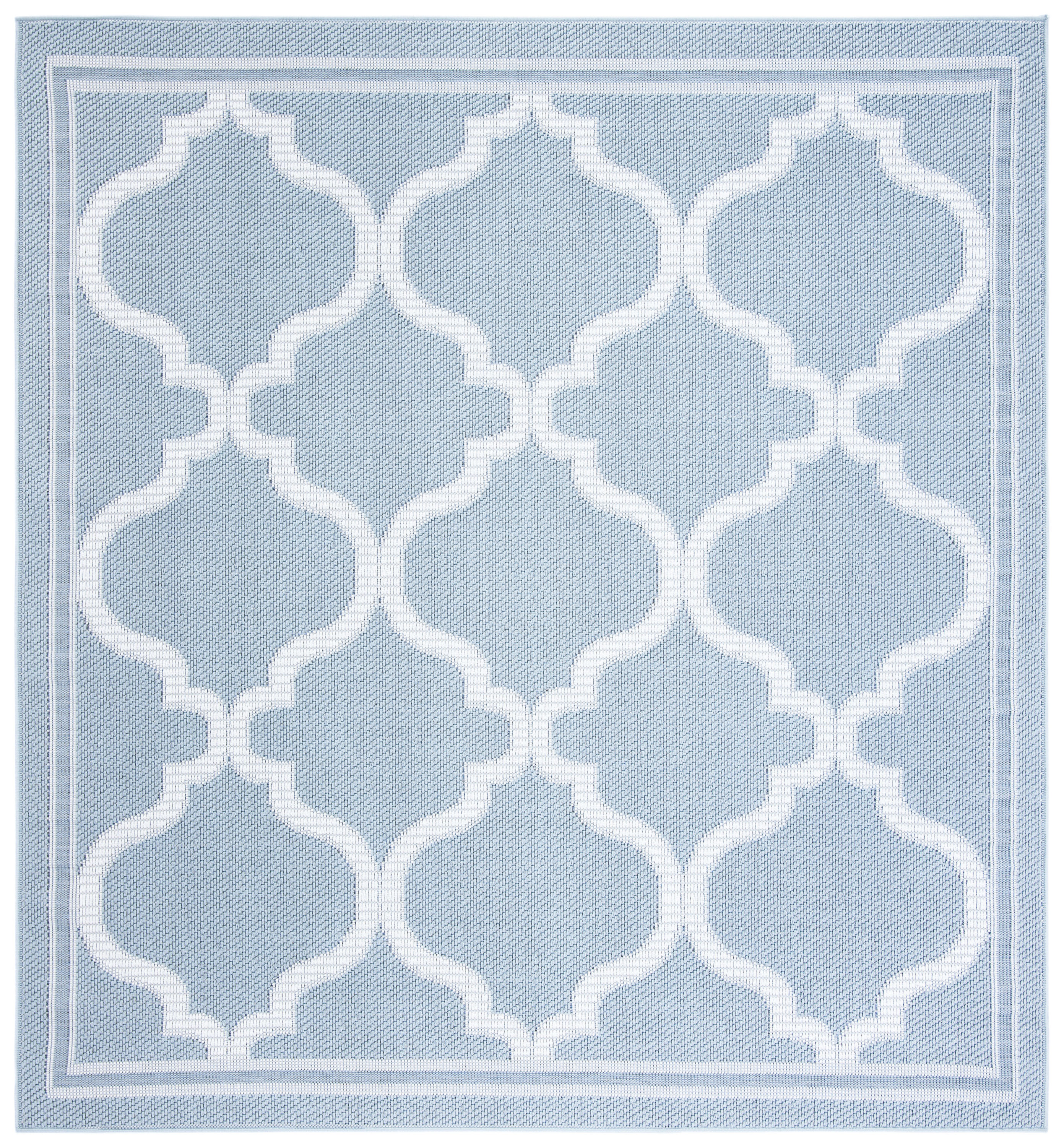 Safavieh BMU810M-7SQ Bermuda 800 Mercy 7 x 7 (ft) Loomed Polypropylene Light Blue/Ivory Square Indoor/Outdoor Trellis Farmhouse/Cottage Area rug