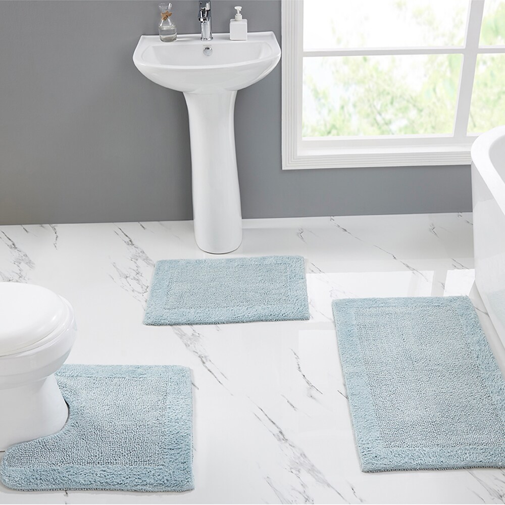 Coastal 2-Piece Bathroom Rug Set, Color Options, 17x24 & 21x34, Non-Slip Backing, Size: 17X24/21X34, Blue