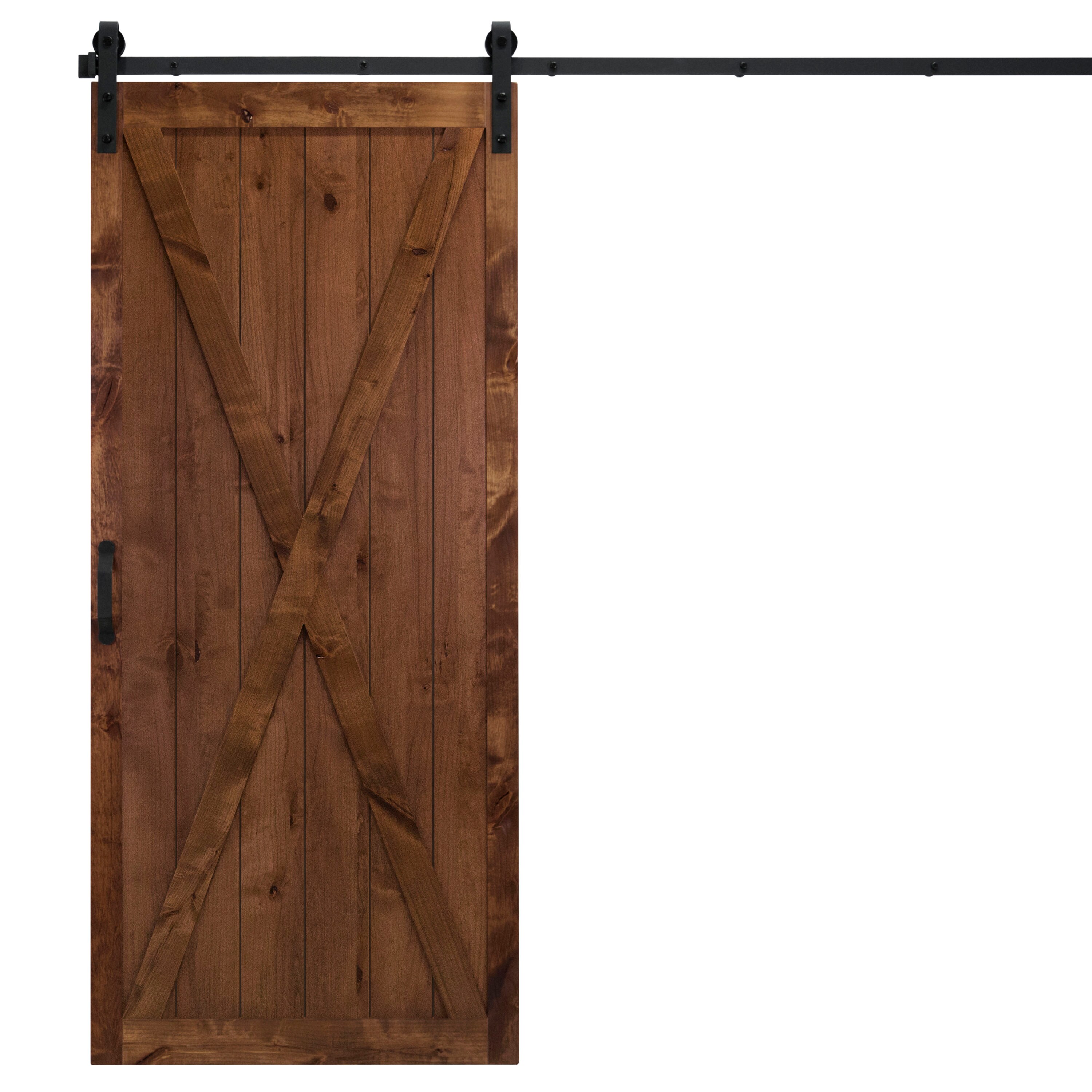 Dogberry DXBAR36WALNNONEHARD 36-in x 84-in Walnut Knotty alder Wood Solid core Single Barn Door (Hardware Included)