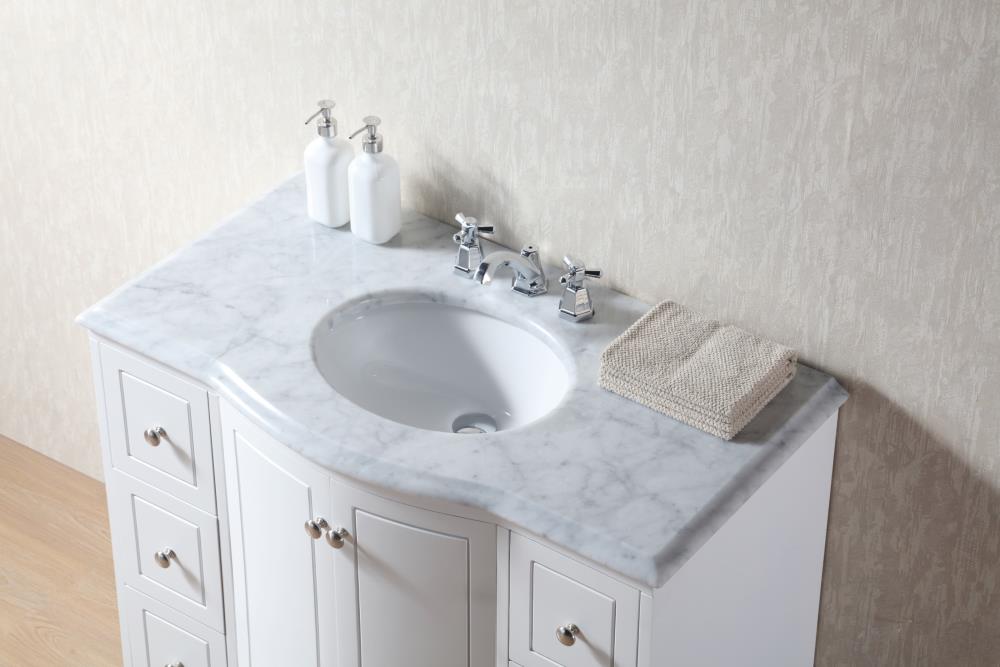 Stufurhome 40-in White Undermount Single Sink Bathroom Vanity with ...