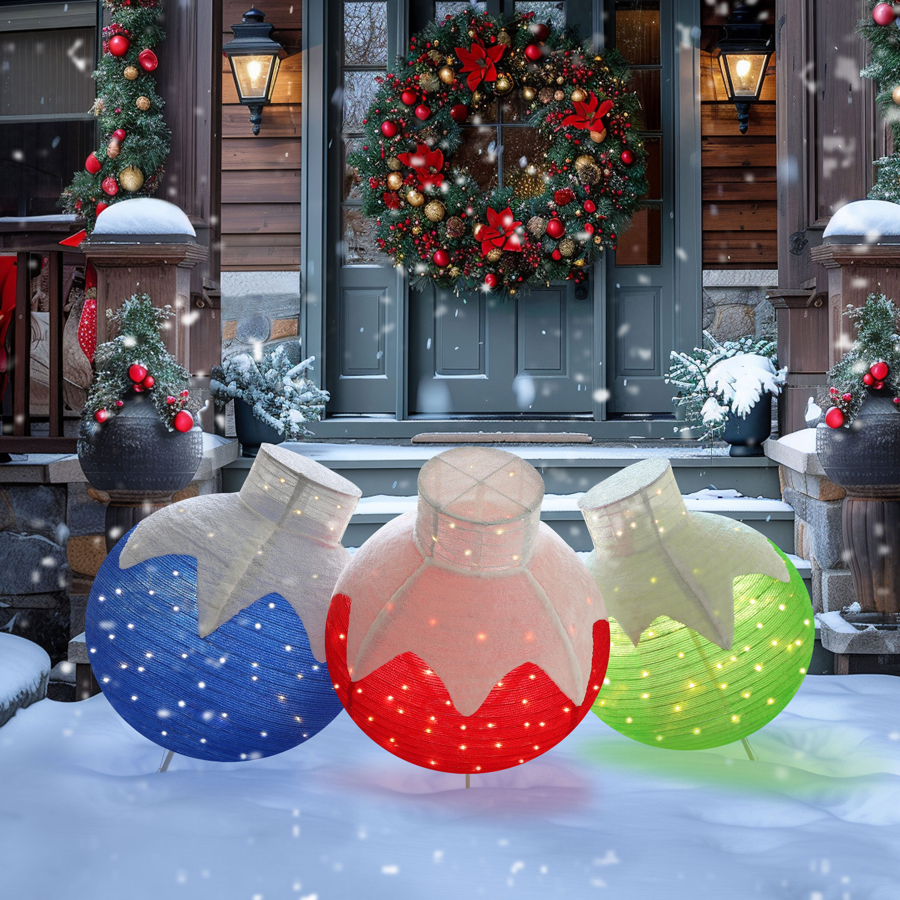 VEIKOUS PG0403-081 36-in Freestanding Ornament Yard decoration with White LED Lights