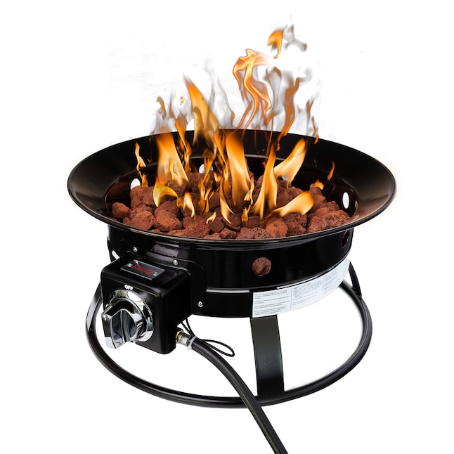 Portable Steel Propane Gas Fire Pit, Round Fire Pit Cooking Grill Grater