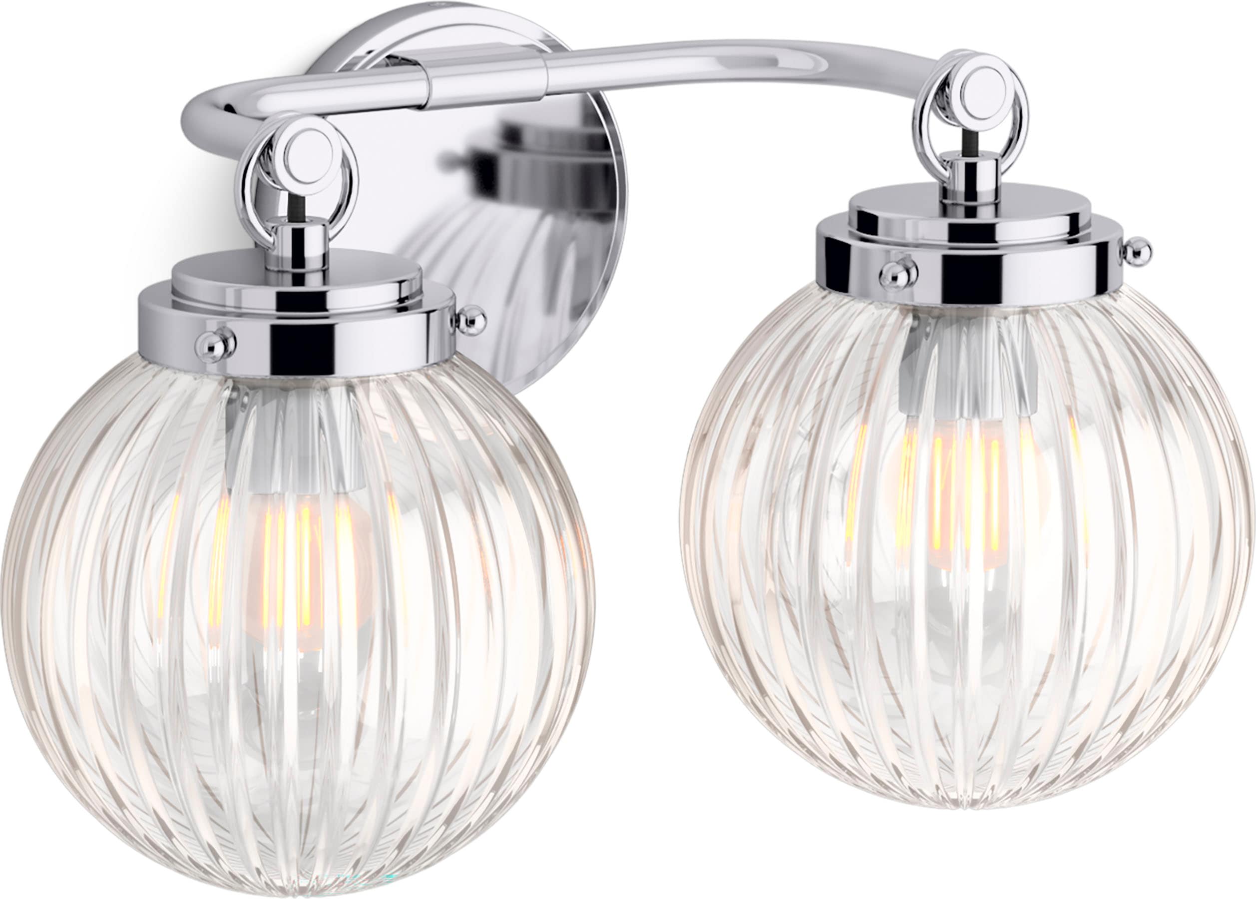 Polished Chrome Two-Light Sconce with Glass Spheres