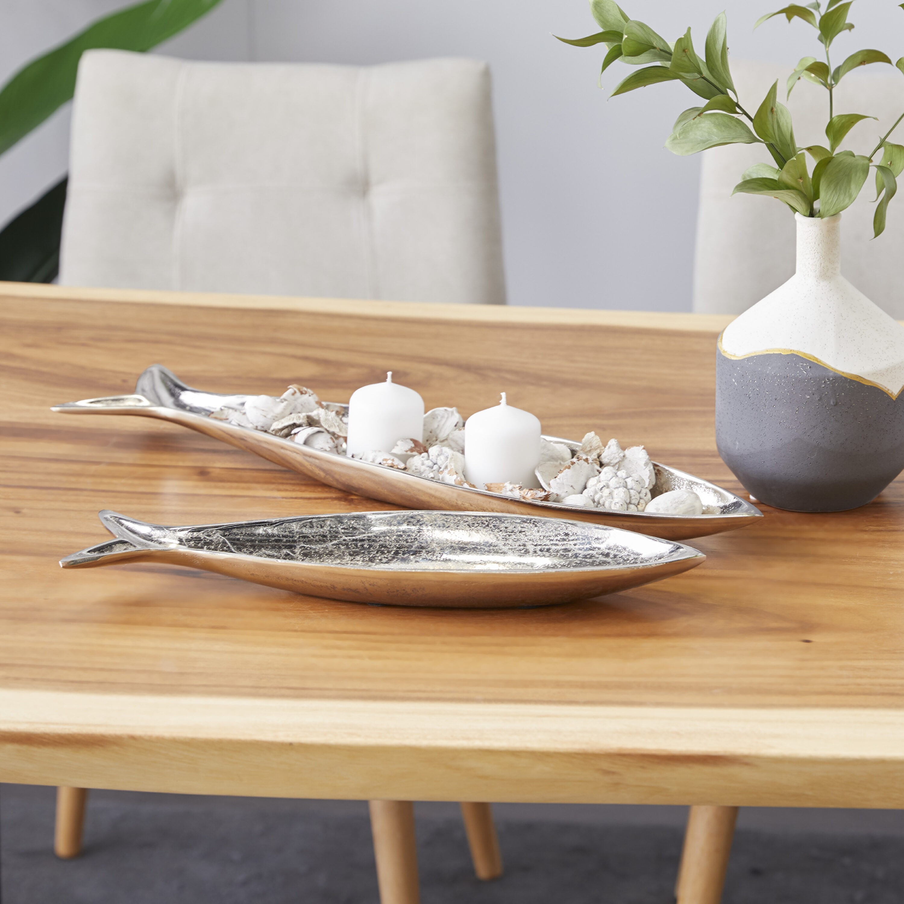 Grayson Lane 27973 2 -Pack Silver Aluminum Modern Decorative tray