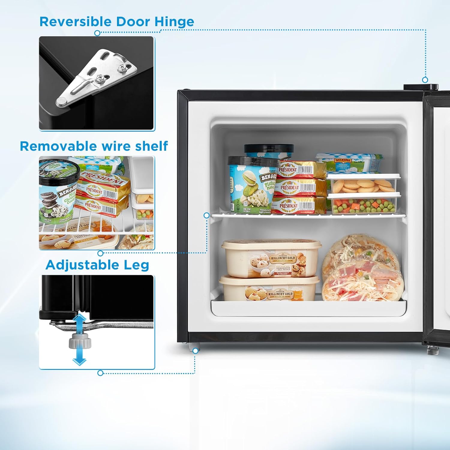 Mini Freezer Countertop 1.1 Cu.Ft Compact Upright Freezer for Home