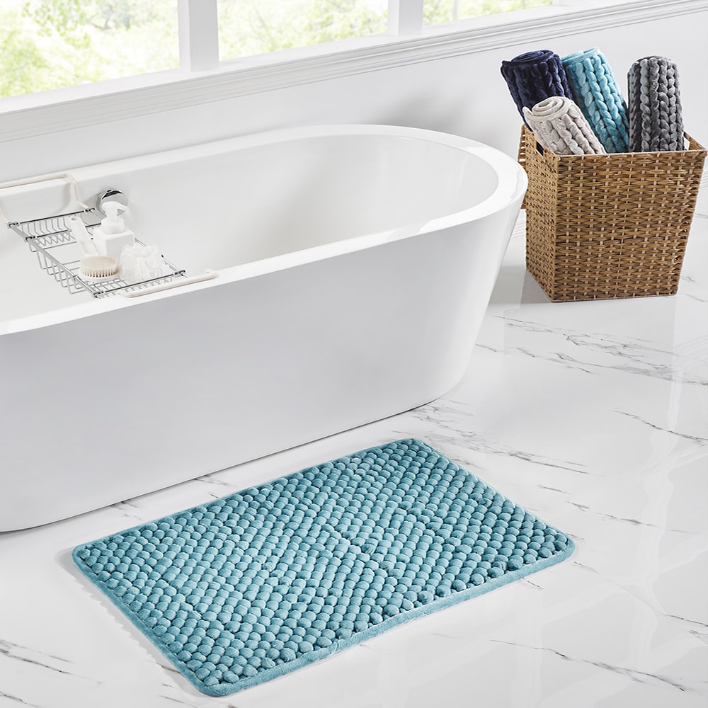 Better Trends BAAL1724AQ 17-Inches x 24-Inches Aqua Polyester Bath rug