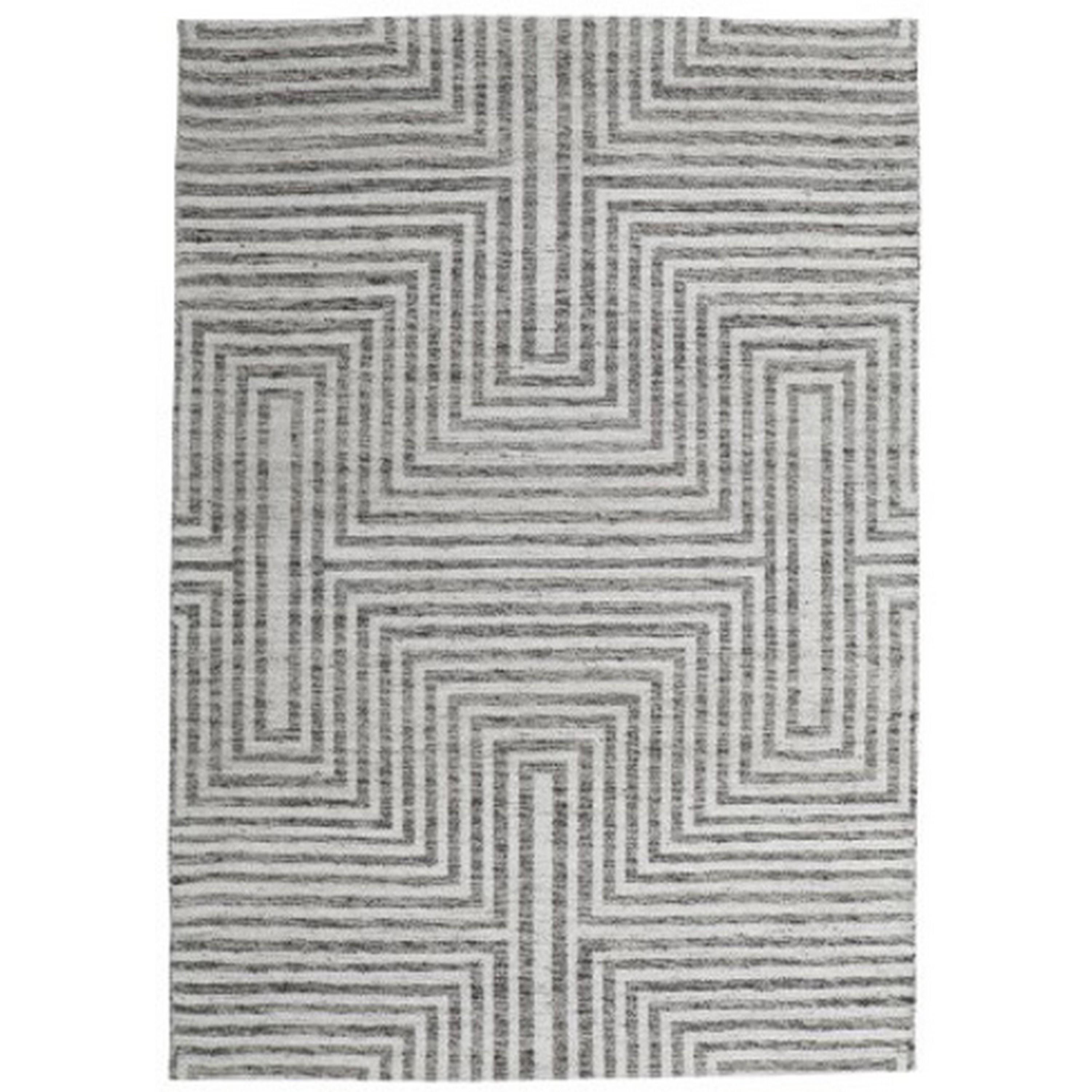 Benzara BM318237 Tufted Wool Black, Ivory, Gray Rectangular Indoor/Outdoor Area rug