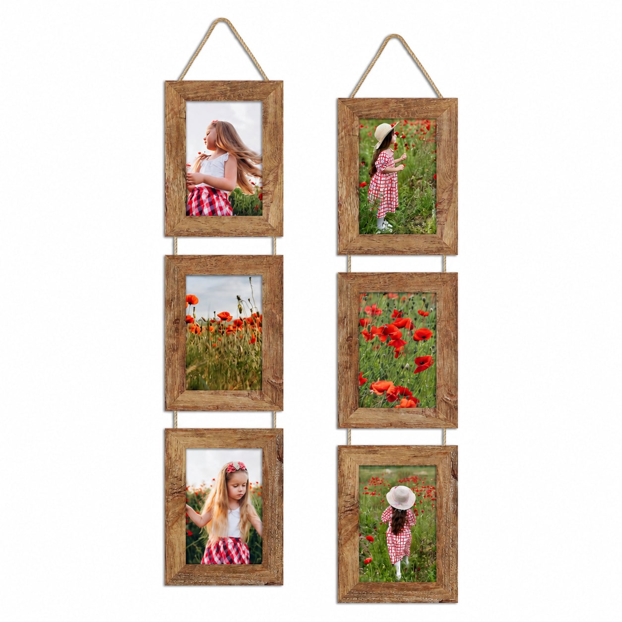 WZK Rustic Wooden Collage Picture Frames Set of 2 3 Opening Wall ...