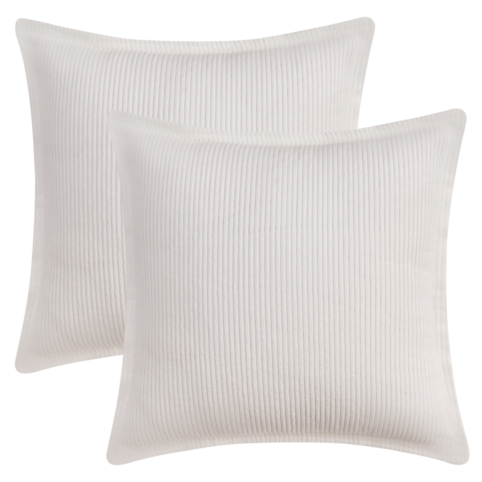 Unique Bargains Striped Corduroy Decorative Throw Pillow Covers 2pcs Cushion Pillow Cases for Couch Bed Sofa Home Decor 18 x 18 Inch White