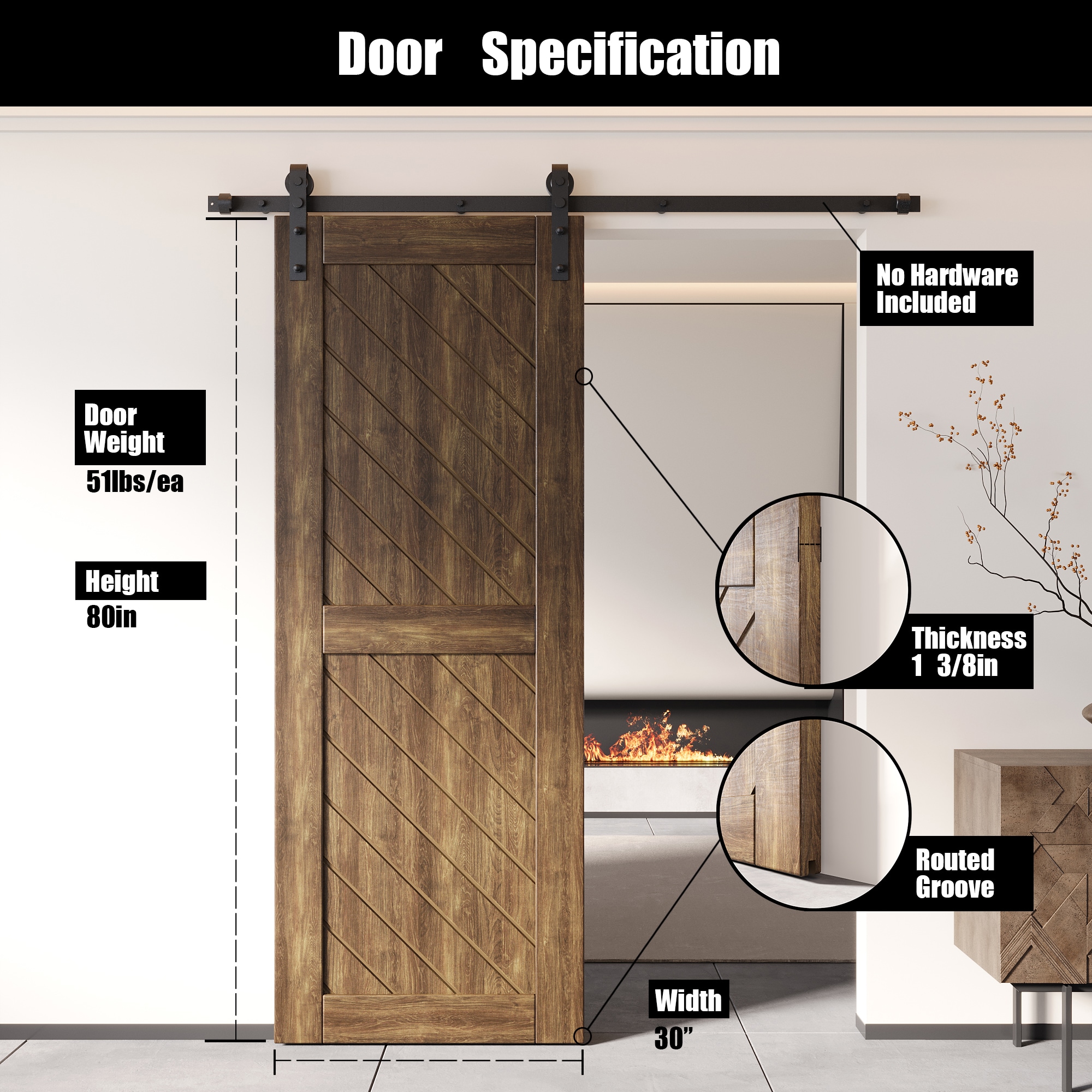 HOMACER XT2-3080-WA Barn-Doors - View #2