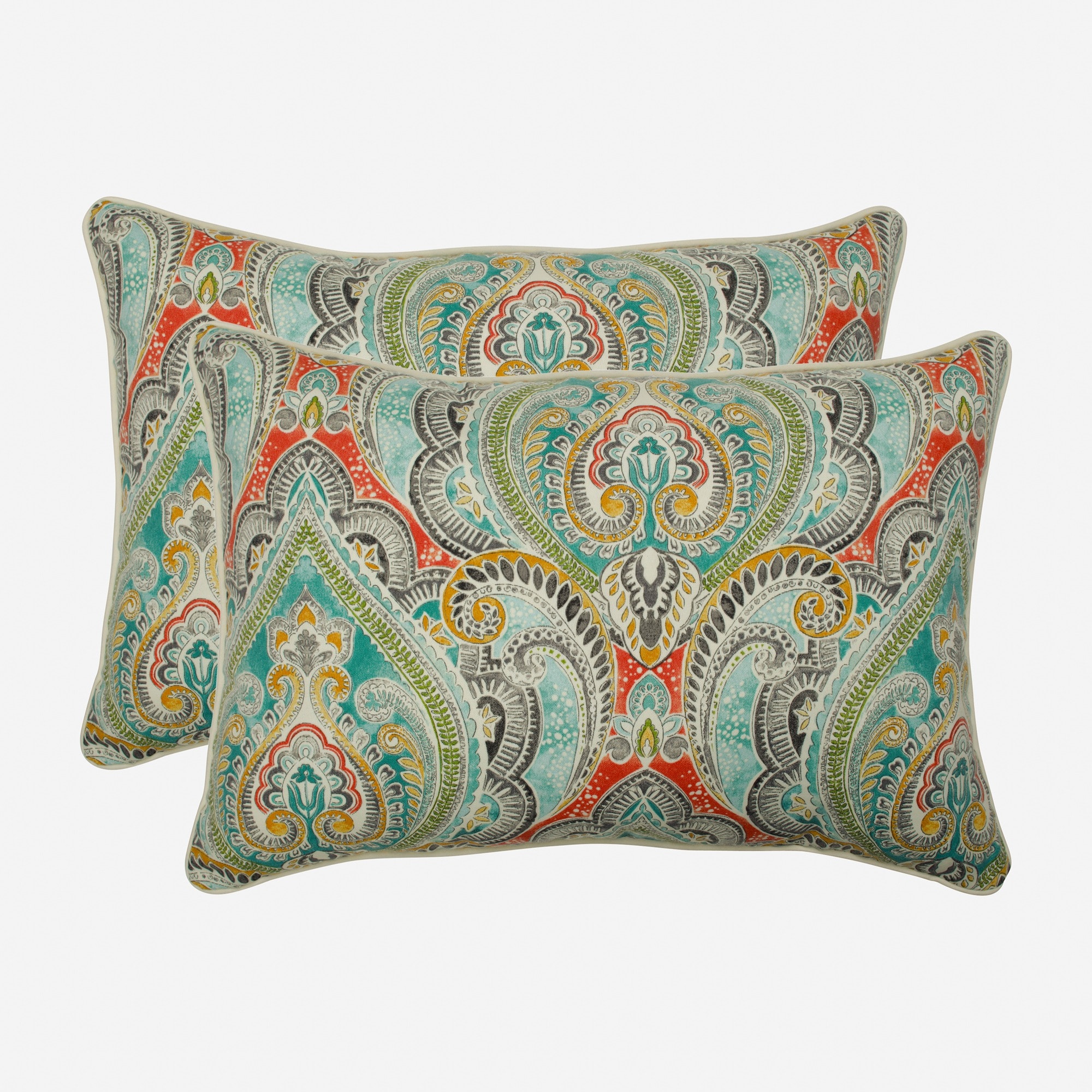 Pillow Perfect 621203 Pretty Witty Reef 2-Pack Paisley Blue Rectangular Throw Pillow
