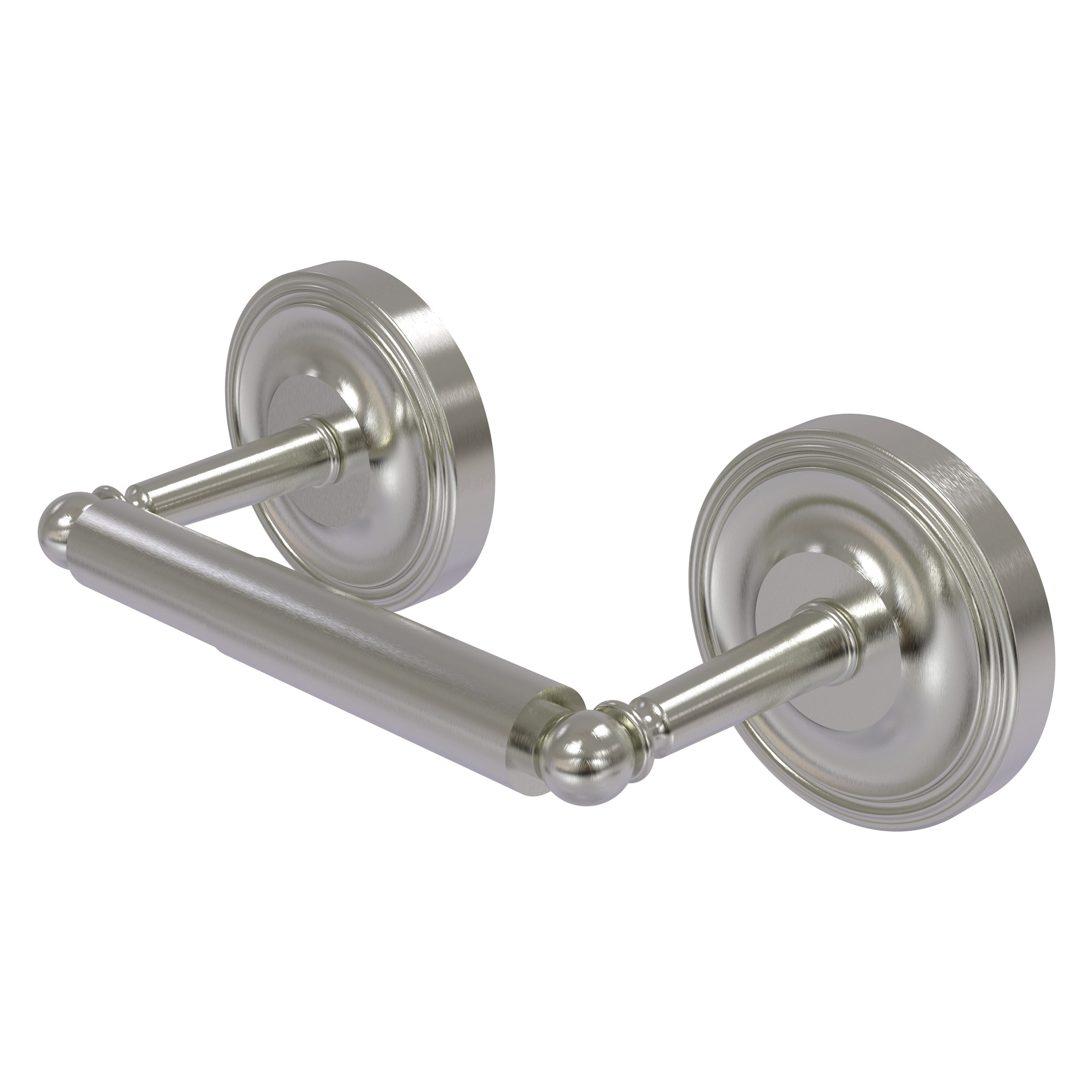 Allied Brass R-24-SN Regal Satin Nickel Wall mount Double post Toilet Paper Holder 1 -Rolls with Storage
