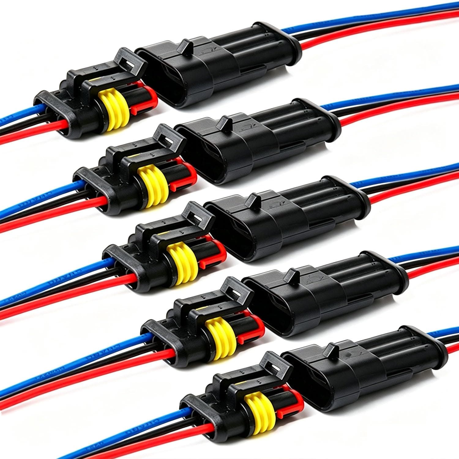 Afoxsos Waterproof Electrical Connector 16 AWG 3 Pin Plug Auto Wire Connectors for Car Truck Boat and Other Wire Connections 5 Pack #LAF0816FA0828