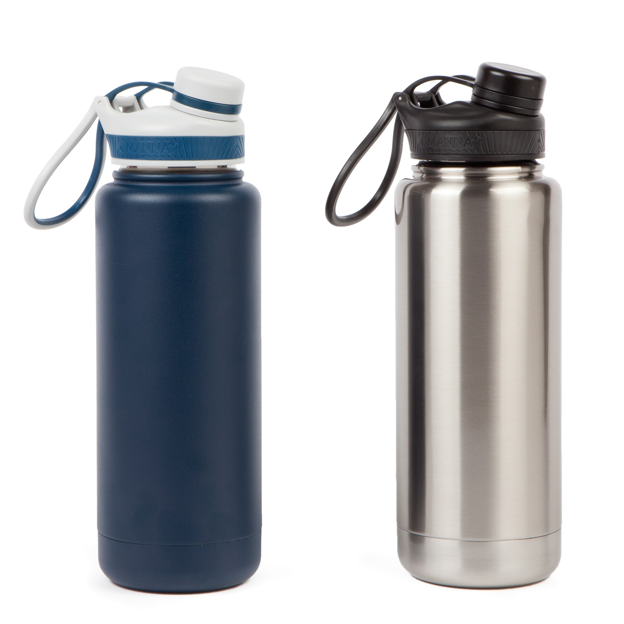 40 oz. Water Bottle Manna Color: Navy/Stainless