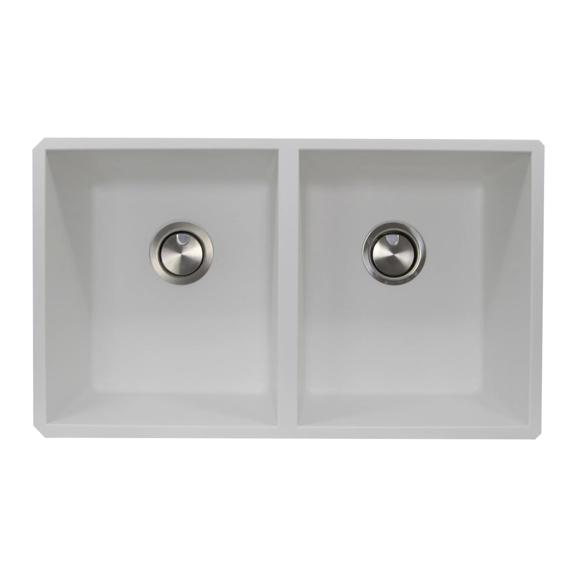 Nantucket  PR5050-W-UM Double Bowl Granite Composite Kitchen Sink - White