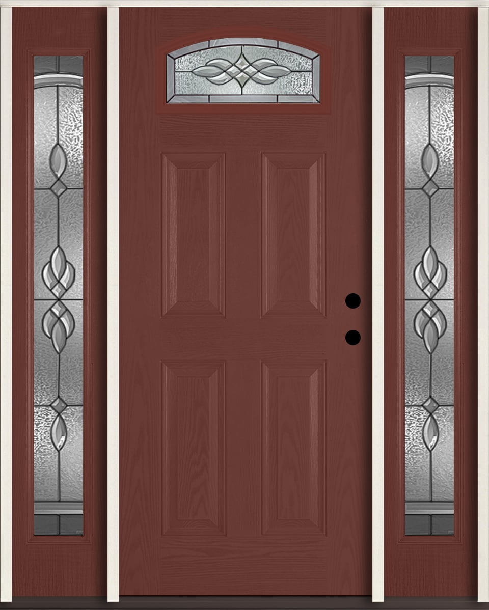 RELIABILT LO841743 Hampton 60-in x 80-in x 4-9/16-in Fiberglass 1/4 lite Left-hand inswing Wineberry Stained Prehung Front Door with Sidelights Insulating core