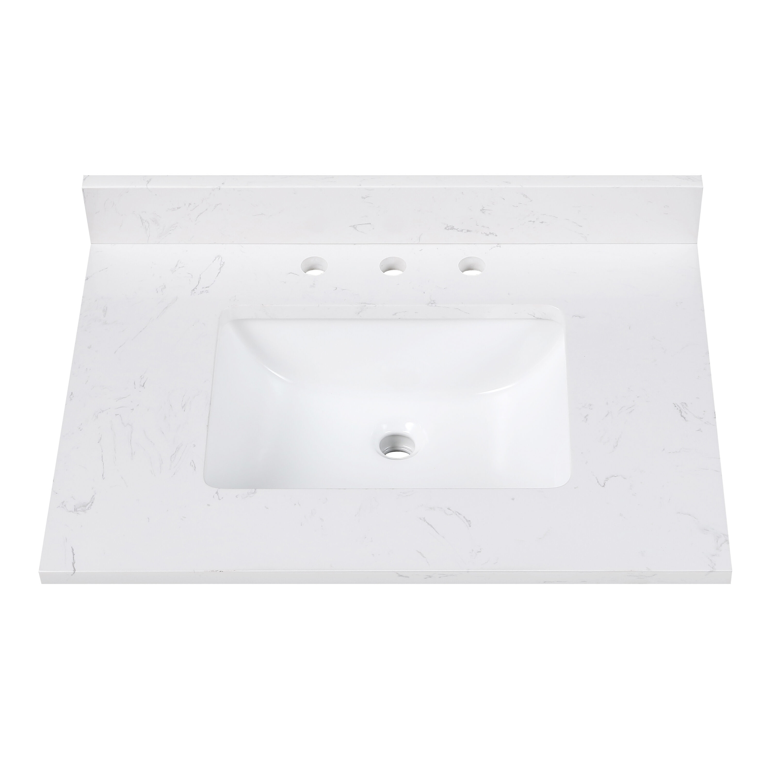 Avanity EUT25CW-RS 25-in x 22-in Cala White Engineered Marble Undermount Single Sink 8-in Centerset Faucet Mount Bathroom Vanity Top